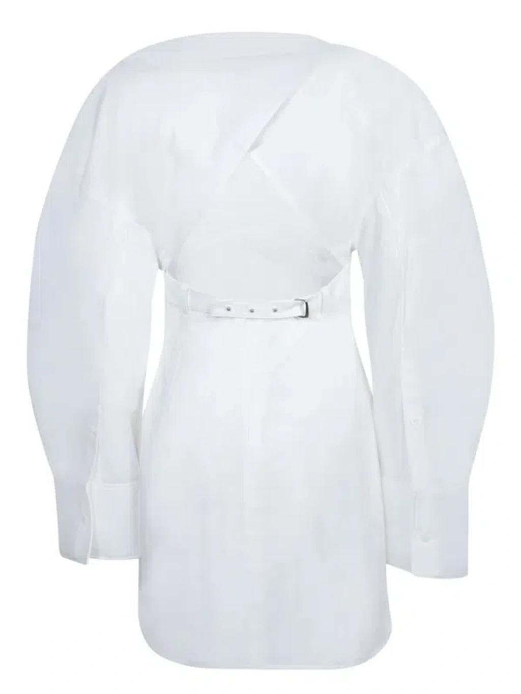 JACQUEMUS La Casaco Long Sleeve Cotton Shirtdress In White Product Image
