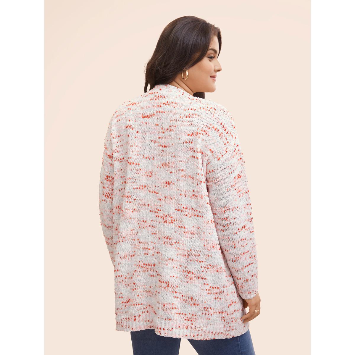 Plus Size Heather Drop Shoulder Pocket Cardigan Originalwhite Women Casual Loose Long Sleeve Everyday Cardigans BloomChic 22-24/3X Product Image