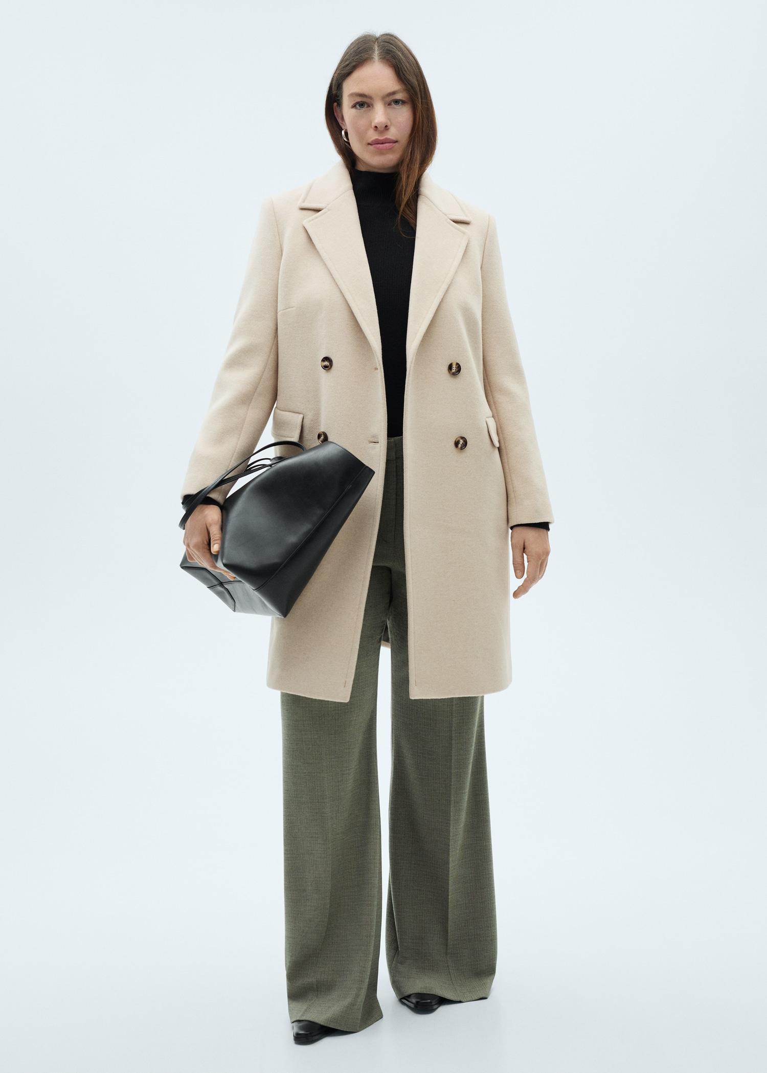 Double-breasted wool coat - Women | MANGO USA Product Image