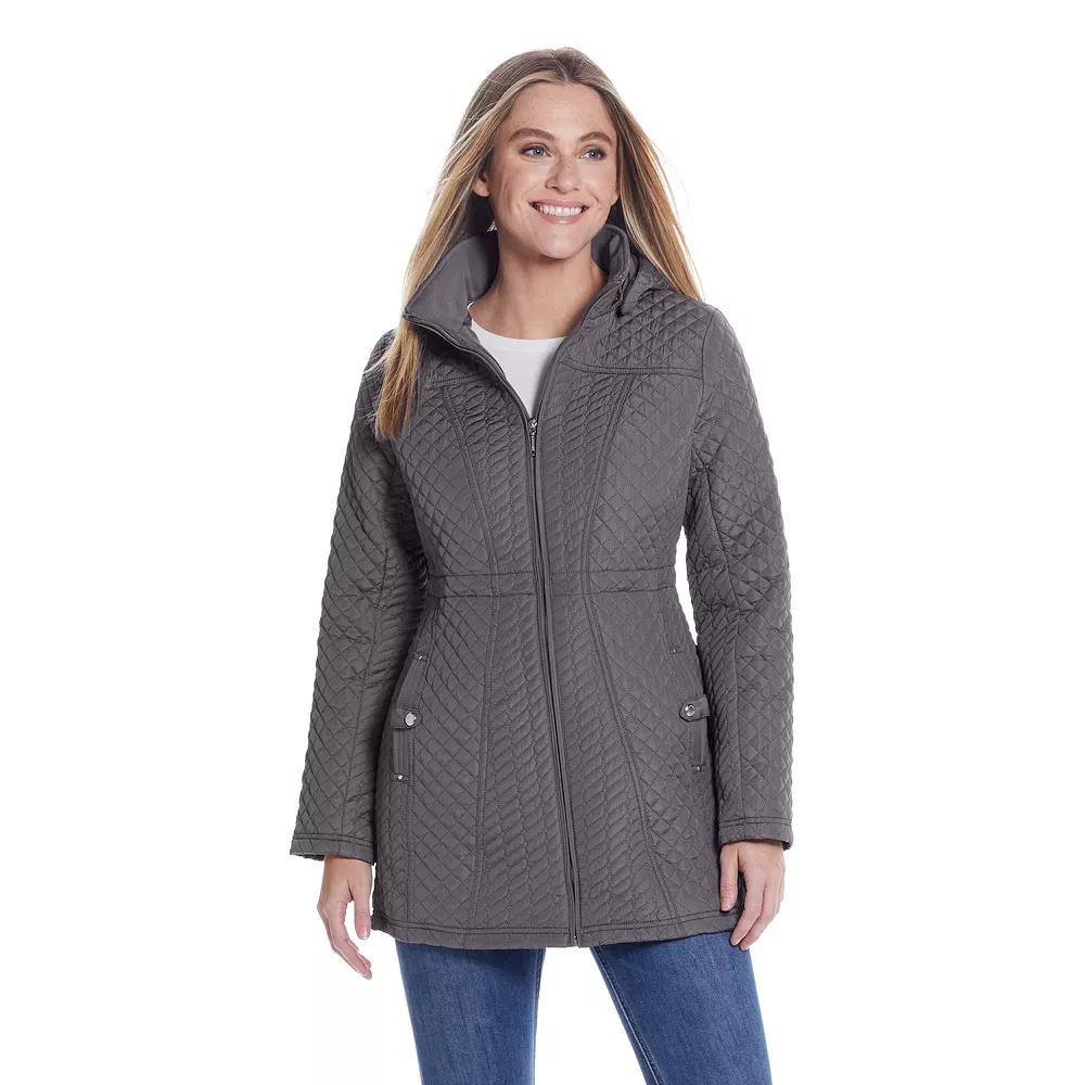 Women's Weathercast Hooded Lightweight Quilted Walker Jacket, Size: Small, Shale Product Image
