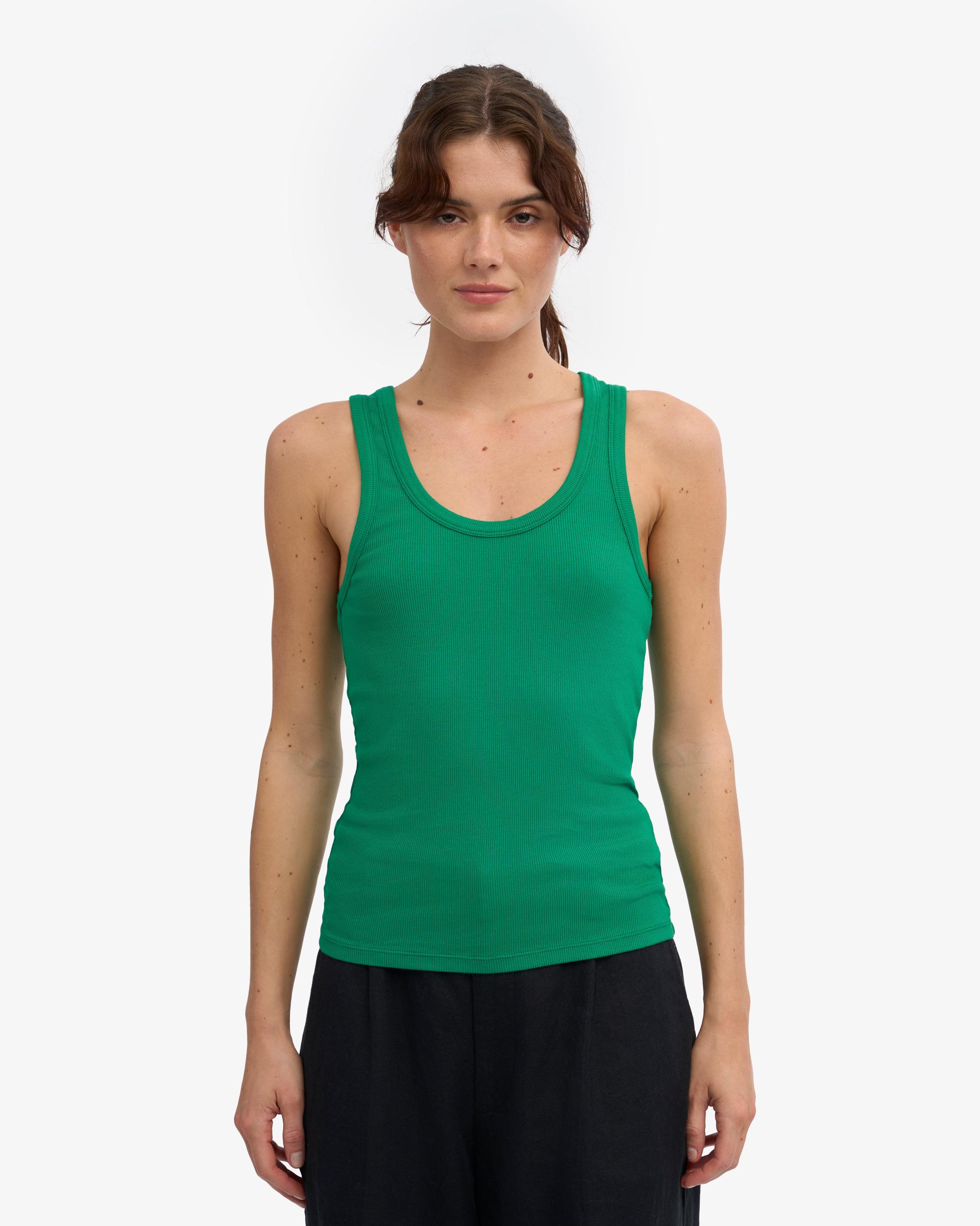 Women Organic Rib Tank Top - Kelly Green Product Image