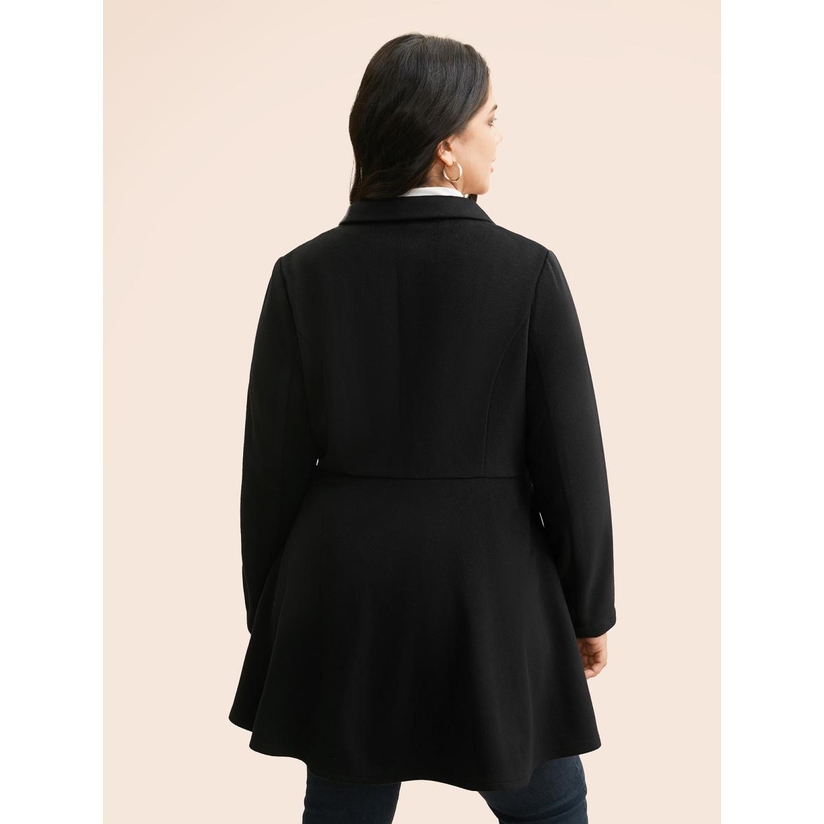 Plus Size Suit Collar Button Up Slightly Stretchy Jacket Women Black Button Bodycon Side seam pocket Everyday Jackets BloomChic 28/5X Product Image