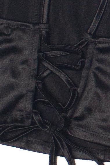 Satin Lace Up Back Crop Top Product Image