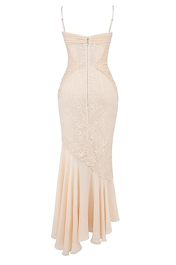 Felicia  vanilla chiffon & lace gown - sale Product Image