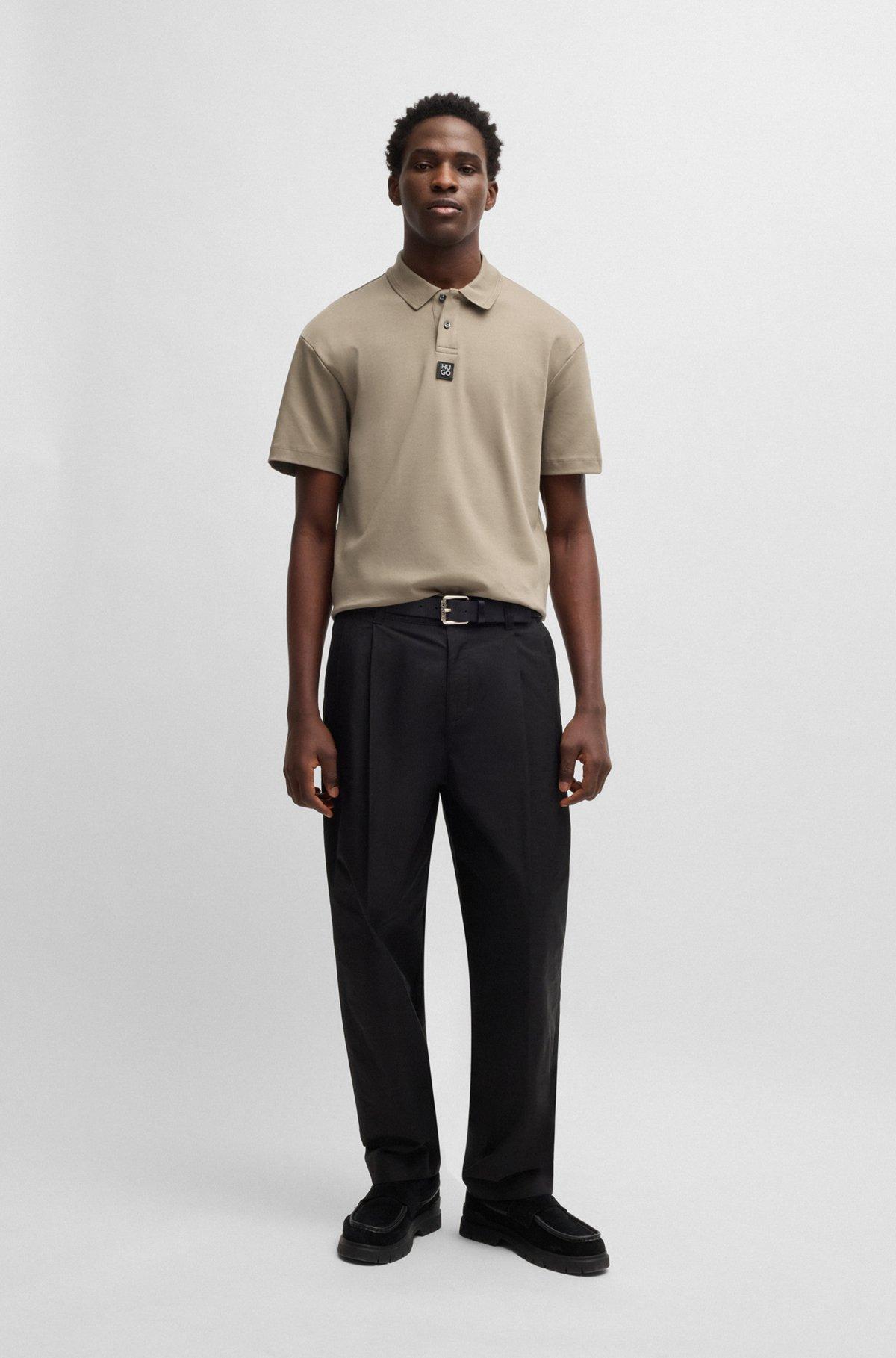 Interlock-cotton polo shirt with stacked logo Product Image