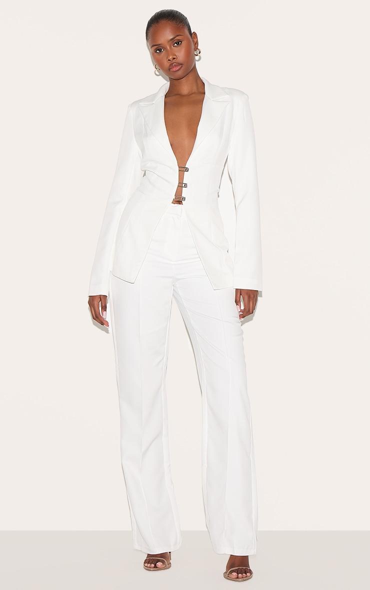 White Wide Leg High Waist Pants Product Image