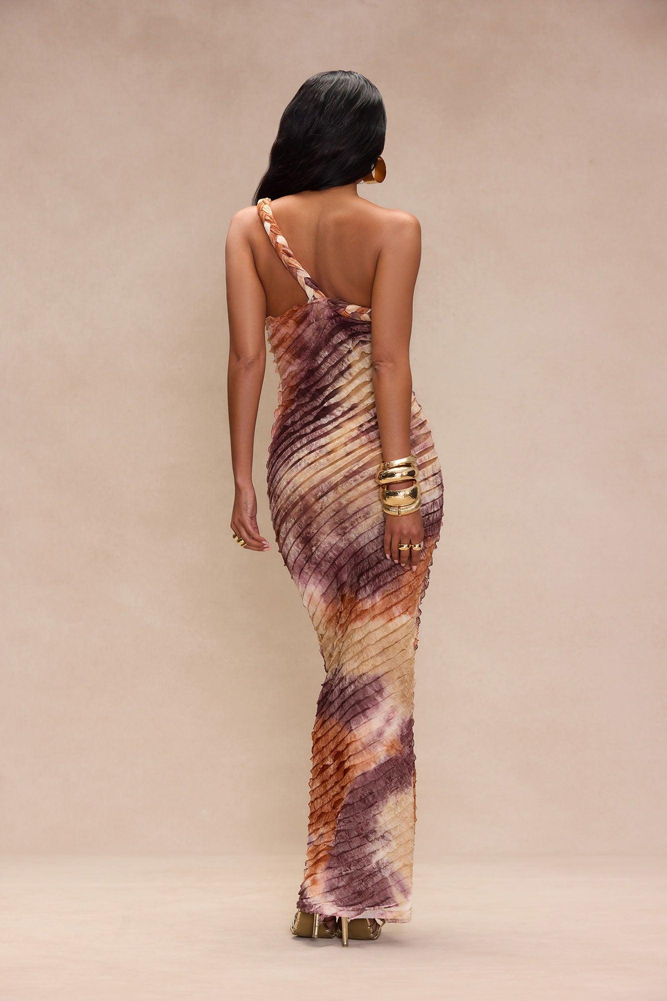 Maylee Textured Maxi Dress - Brown Combo Product Image