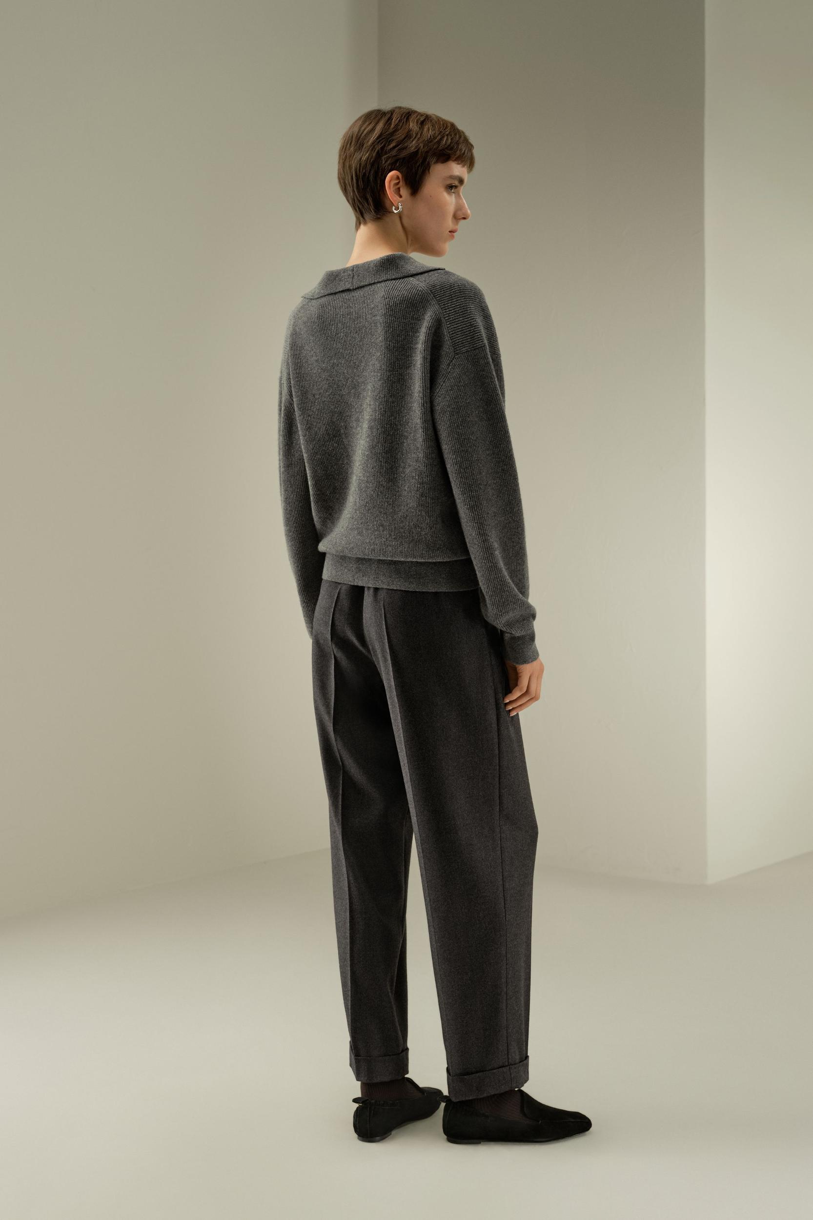 Ribbed Cashmere Polo Sweater Product Image