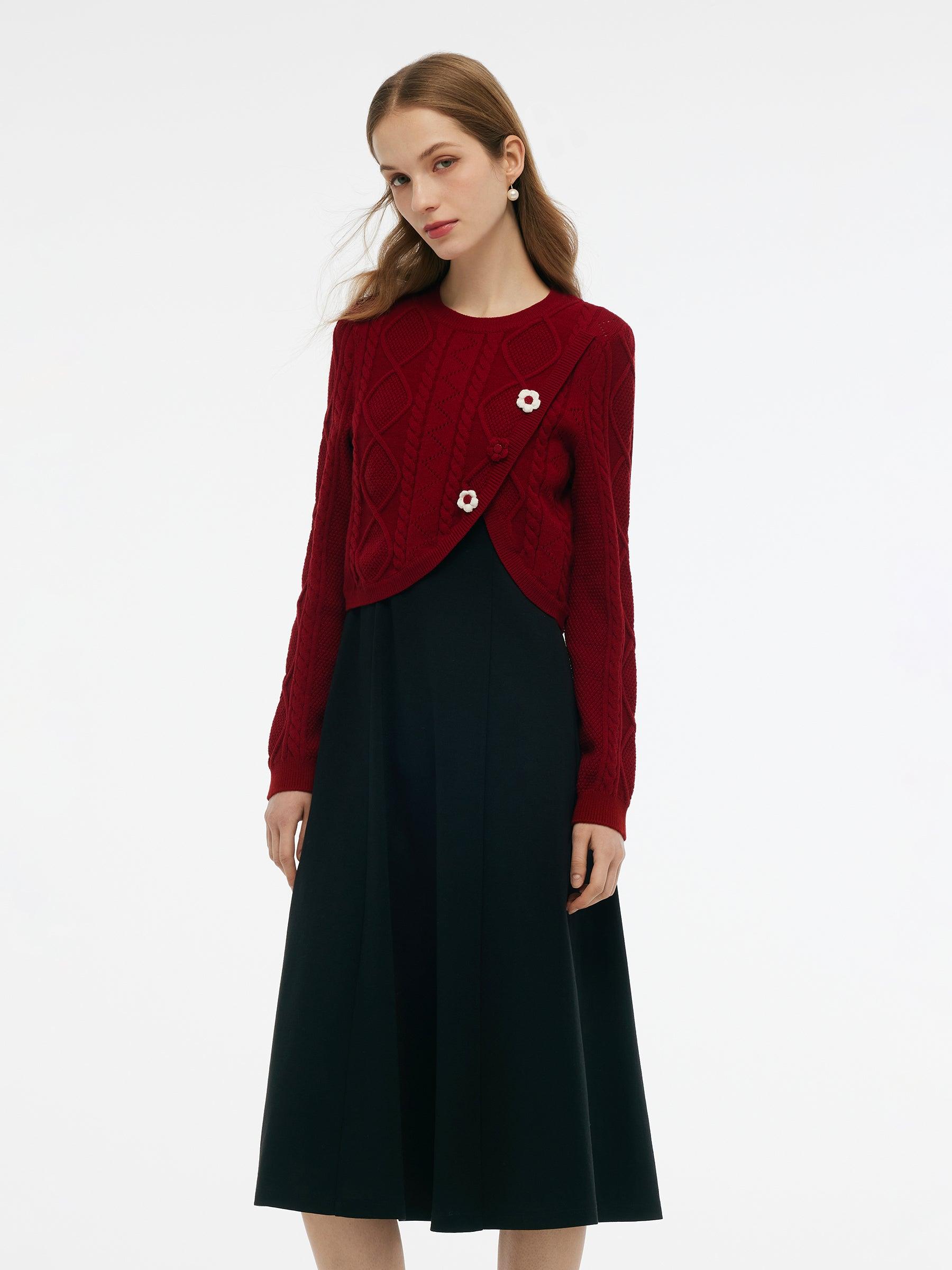 Lyocell Wool Blend Sweater And Knit Vest Dress Two-Piece Set Product Image