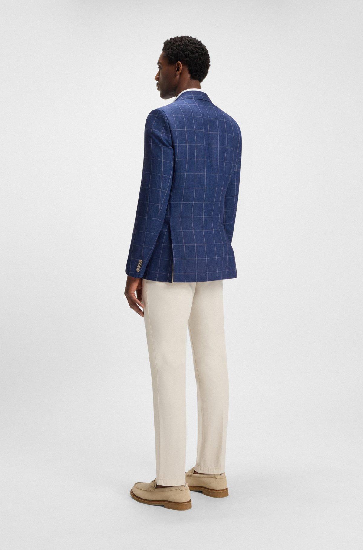 Slim-fit jacket in a checked linen blend Product Image