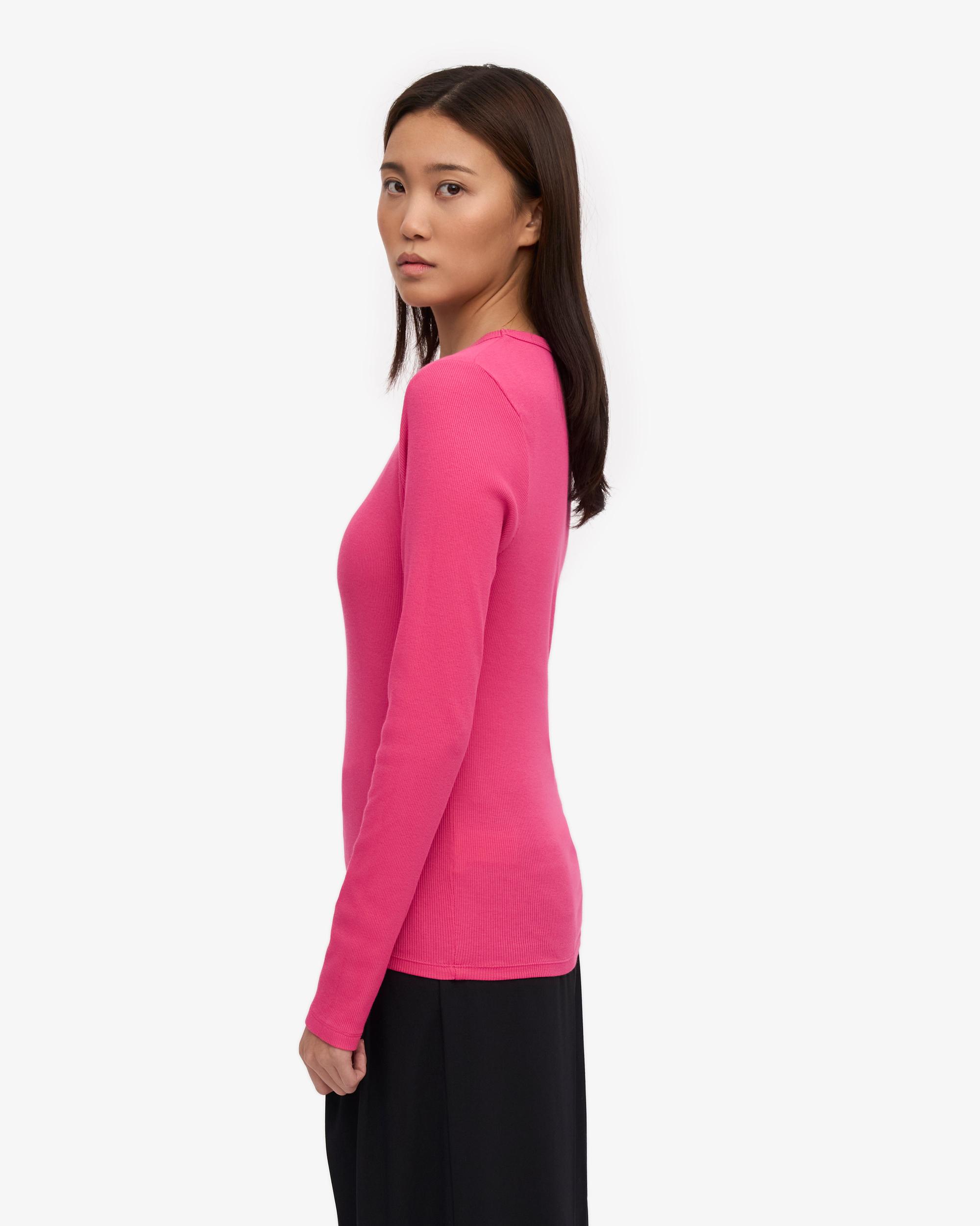 Women Organic Rib LS T-Shirt - Bubblegum Pink Product Image