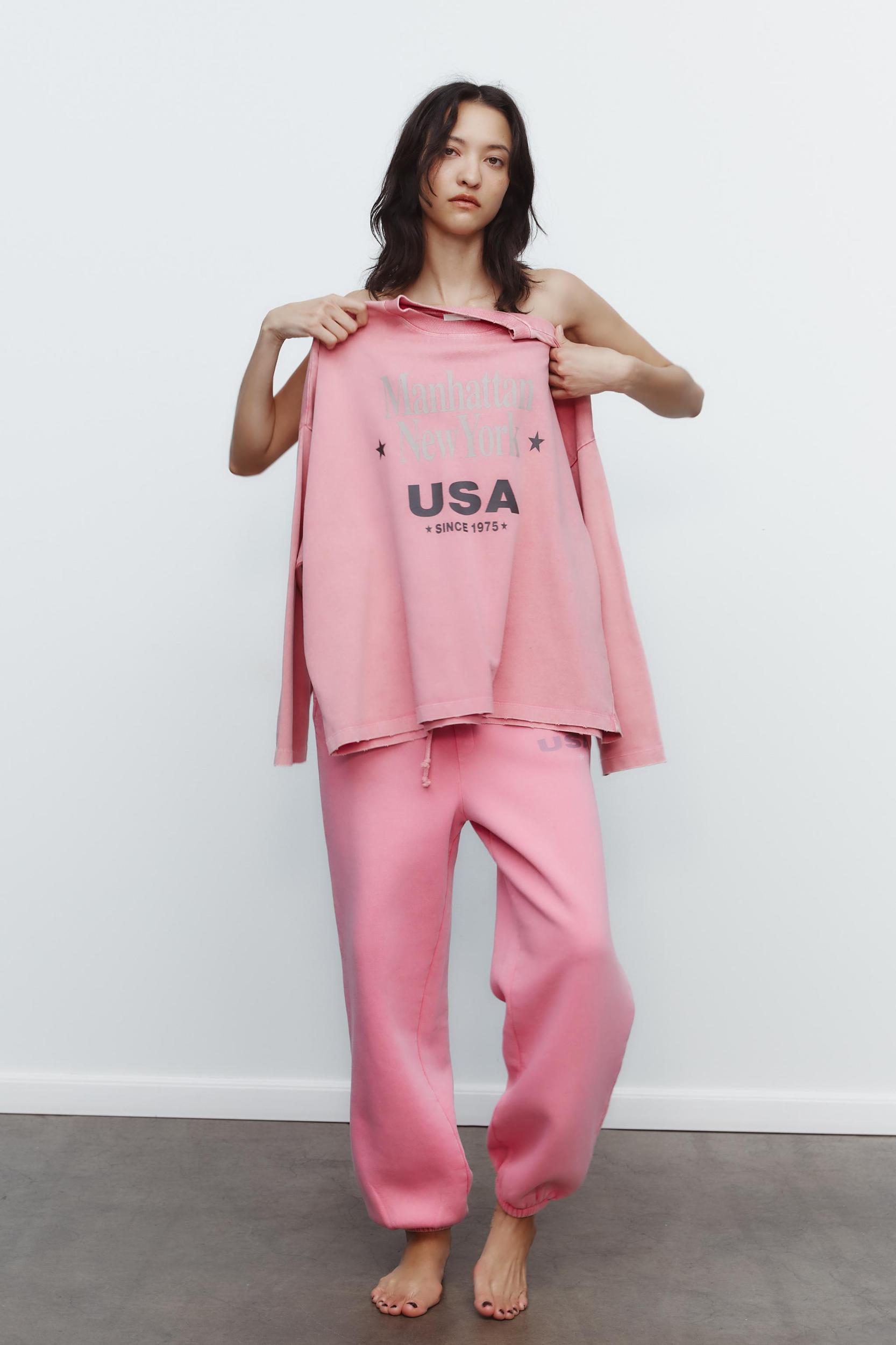 WASHED EFFECT TEXT DETAIL SWEATPANTS Product Image