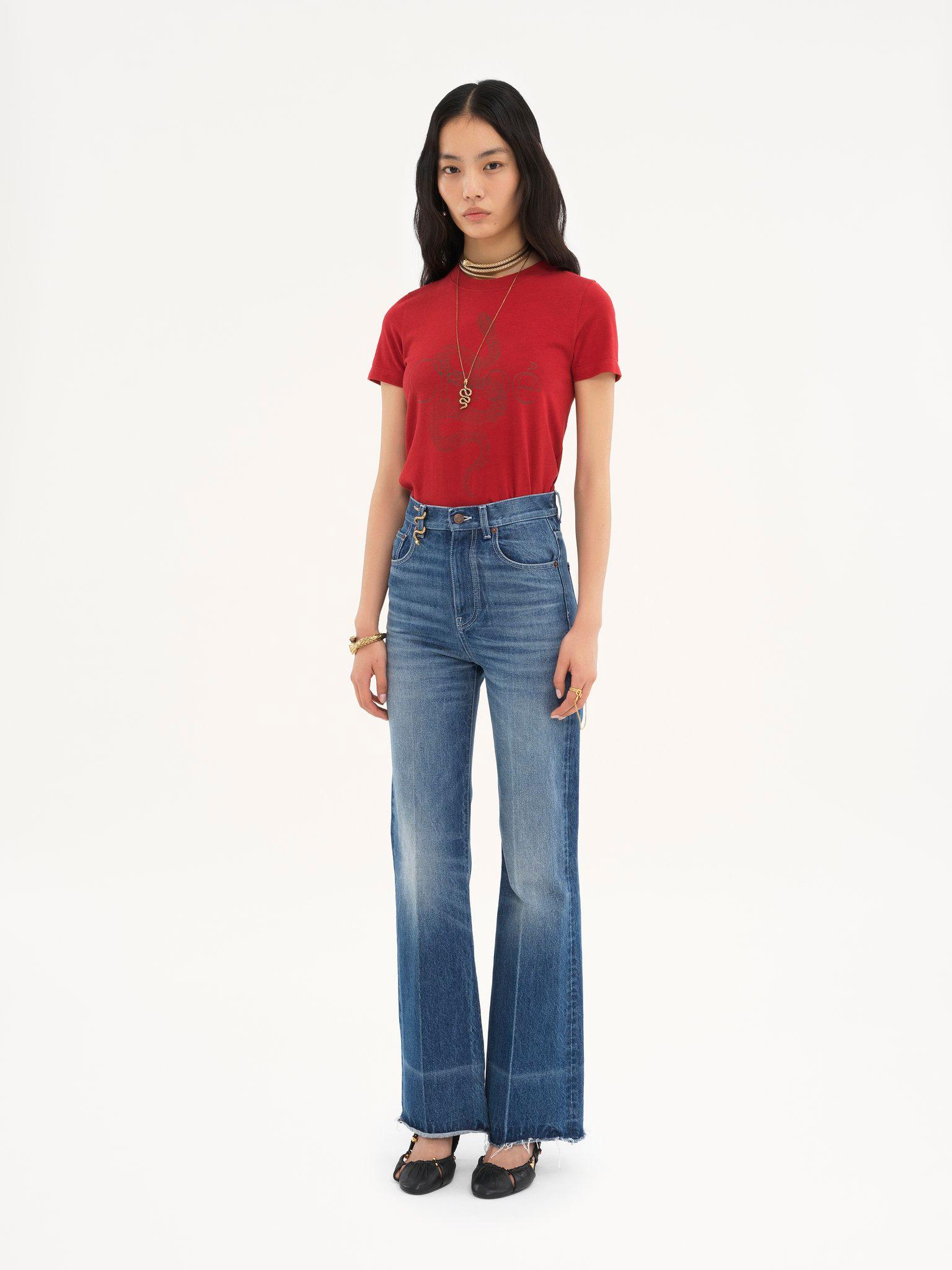 High-rise bootcut jeans in denim Product Image