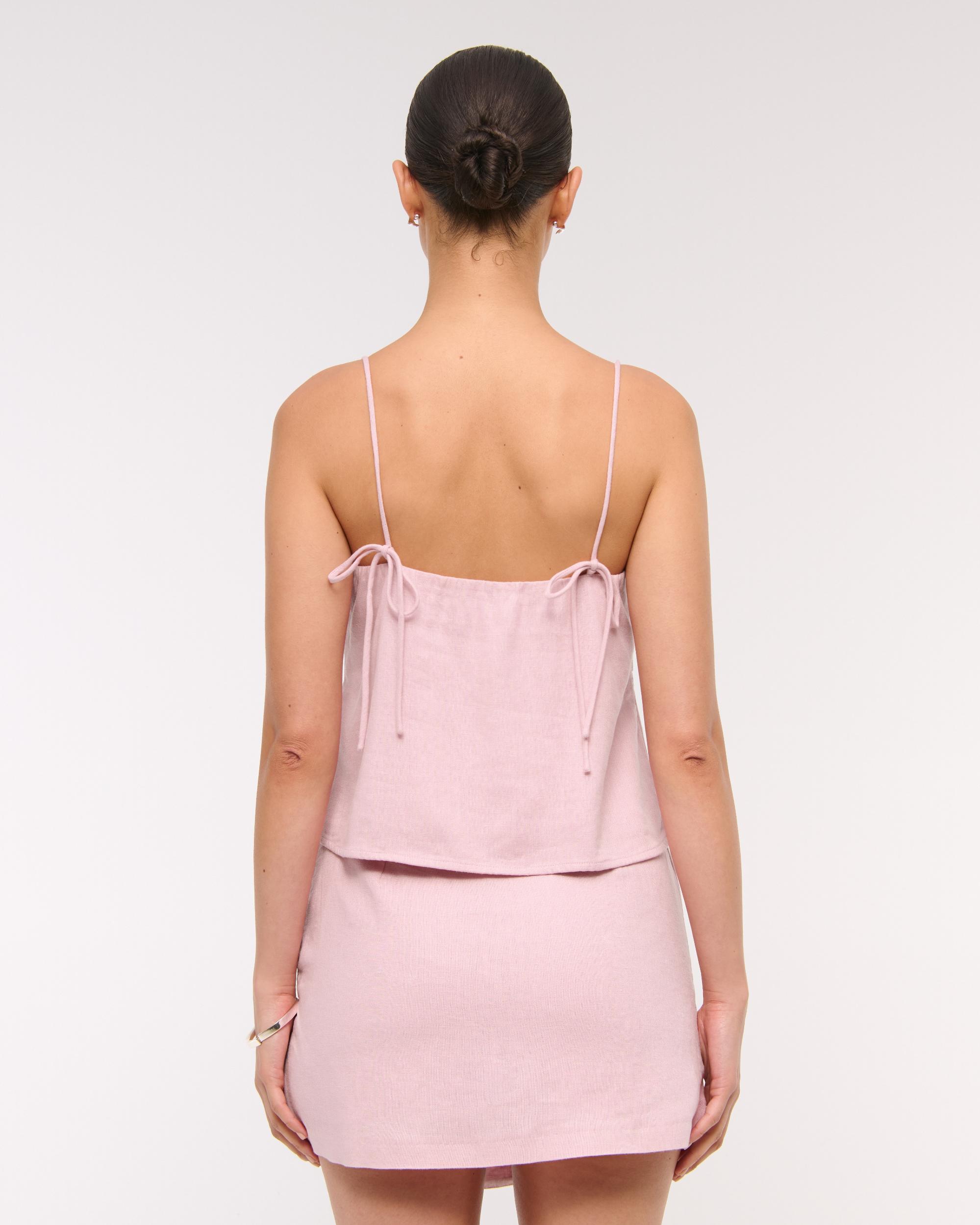 The A&F Scarlett Linen-Blend Wrap Mini Skort Product Image