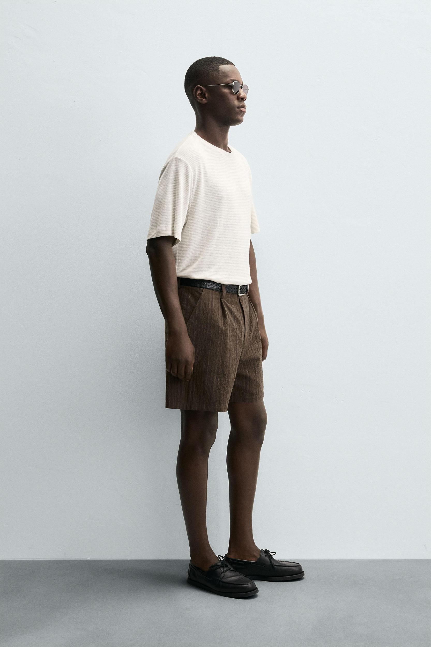 HEMP-VISCOSE STRIPED T-SHIRT Product Image