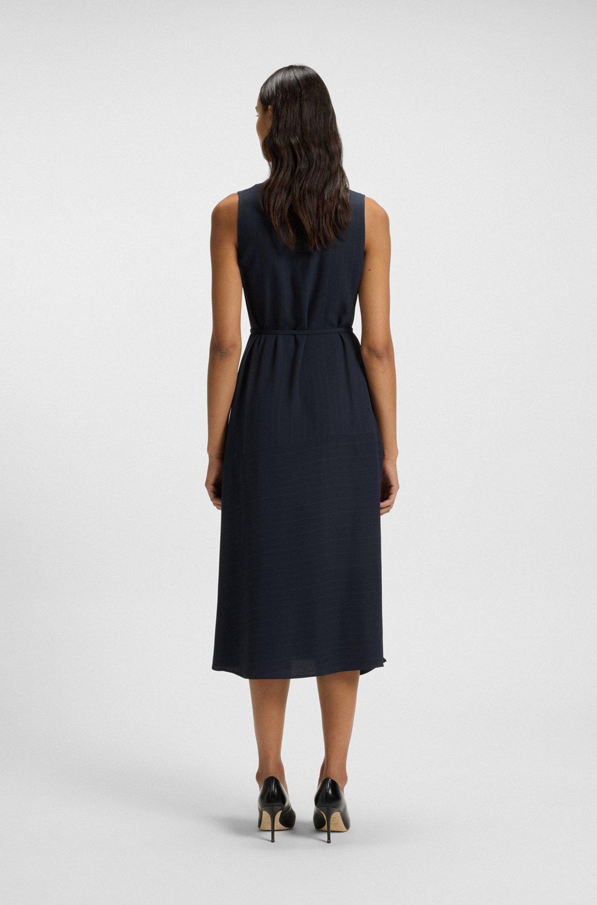 Pinstripe dress with buttoned wrap front Product Image