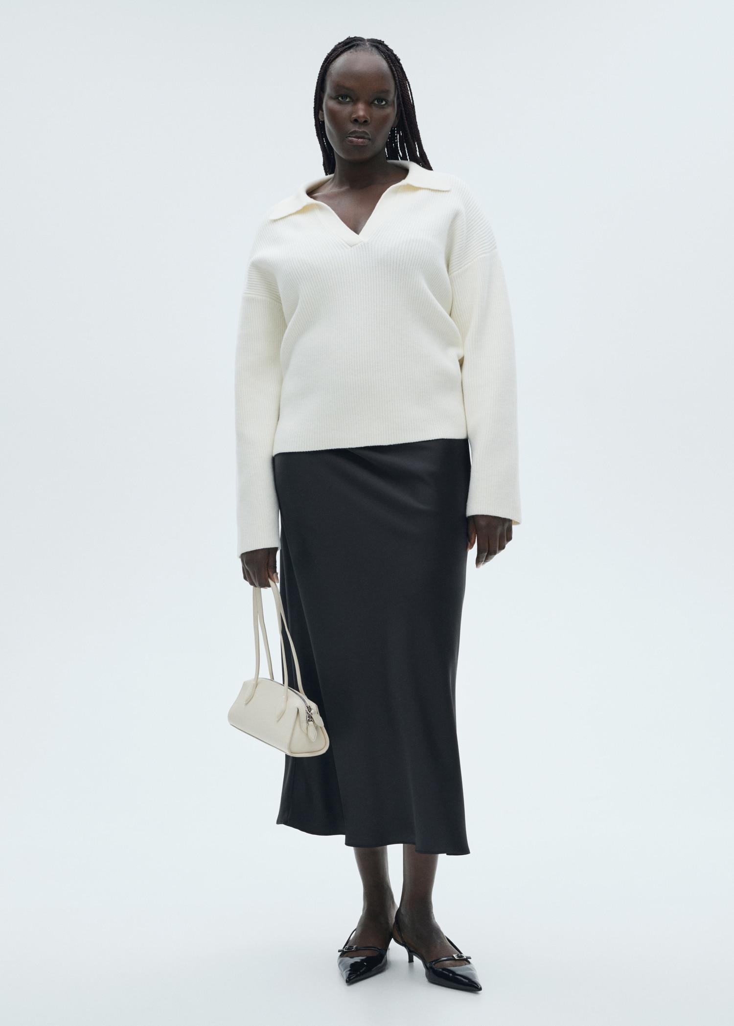 Knitted polo-neck sweater - Women | MANGO USA Product Image