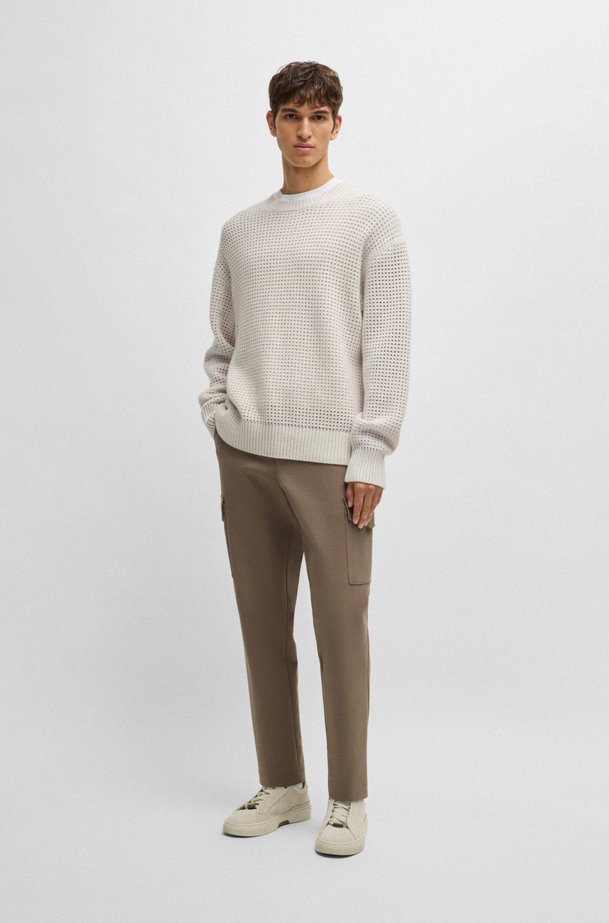 Relaxed-fit sweater in structured wool and cashmere Product Image