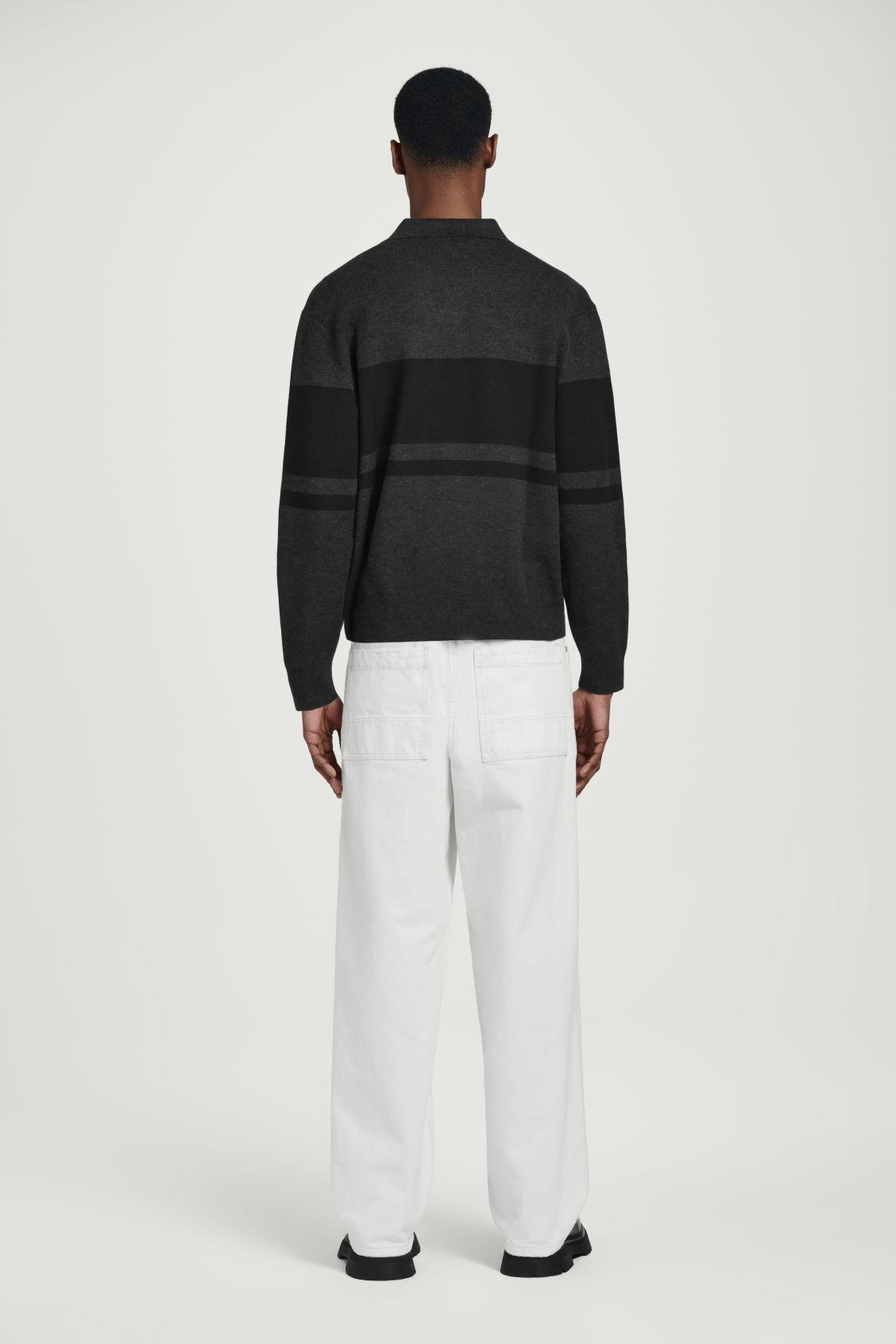 STRIPED DOUBLE-FACED KNITTED POLO SHIRT Product Image