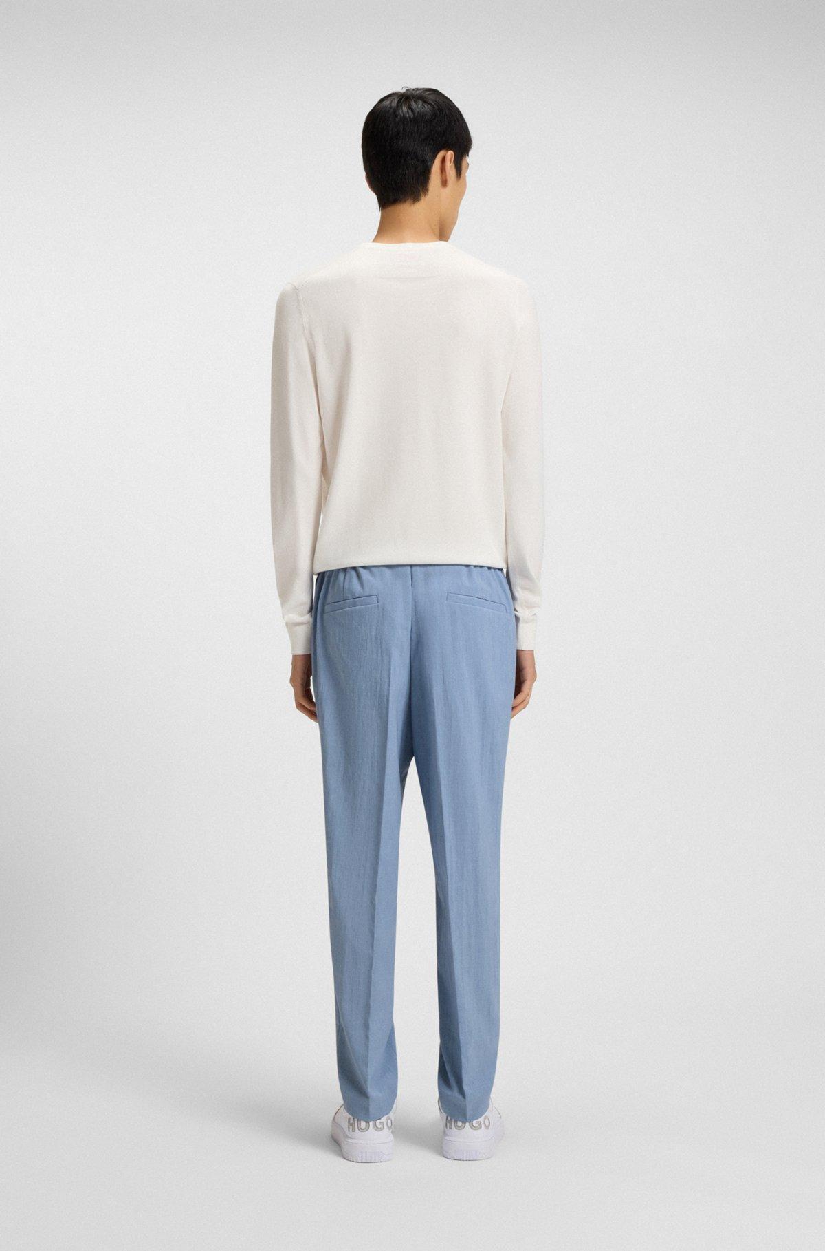 Slim-fit trousers in melange wrinkle-resistant fabric Product Image