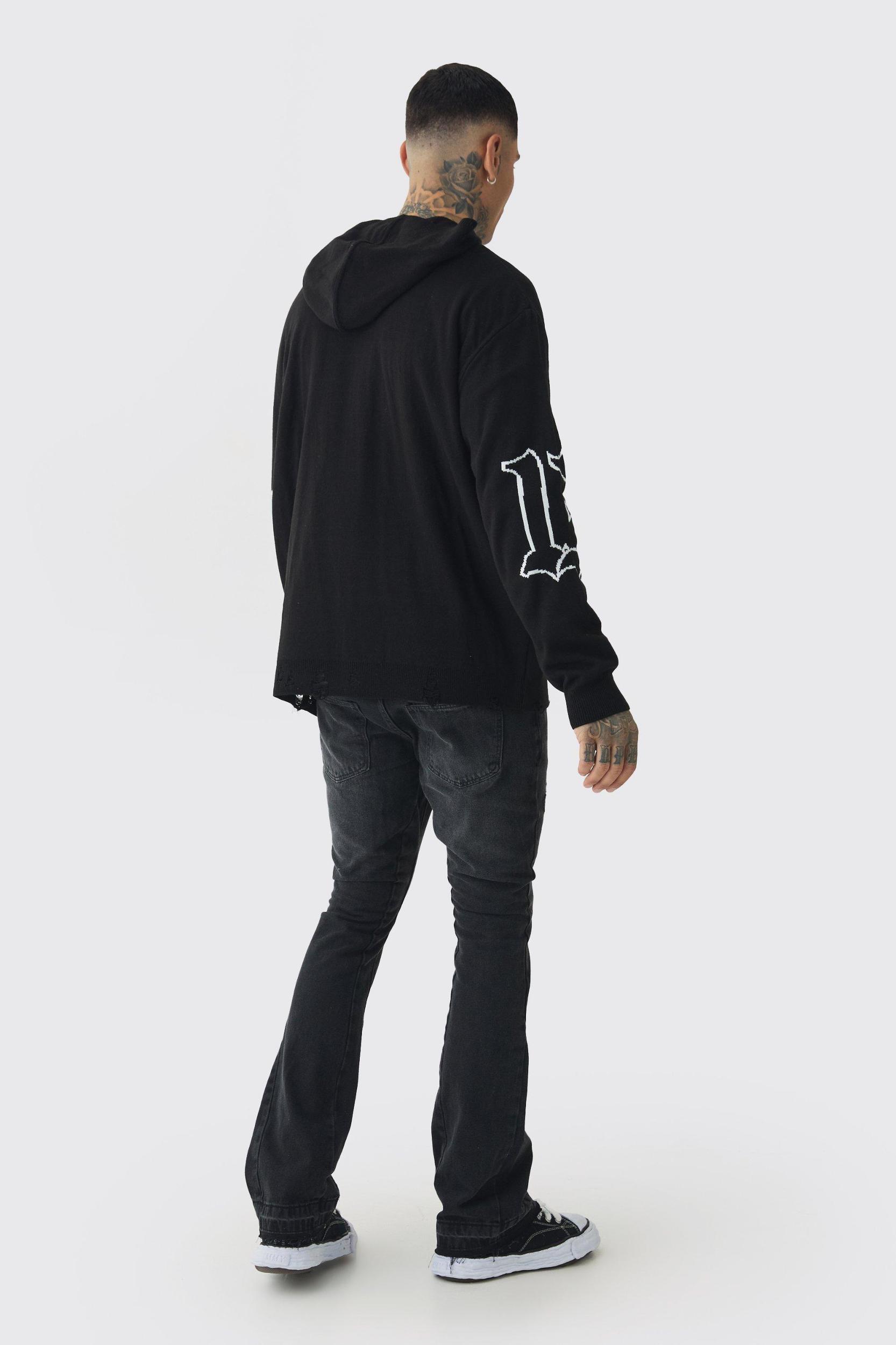 Tall Limited Edition Distressed Knitted Hoodie | boohooMAN USA Product Image
