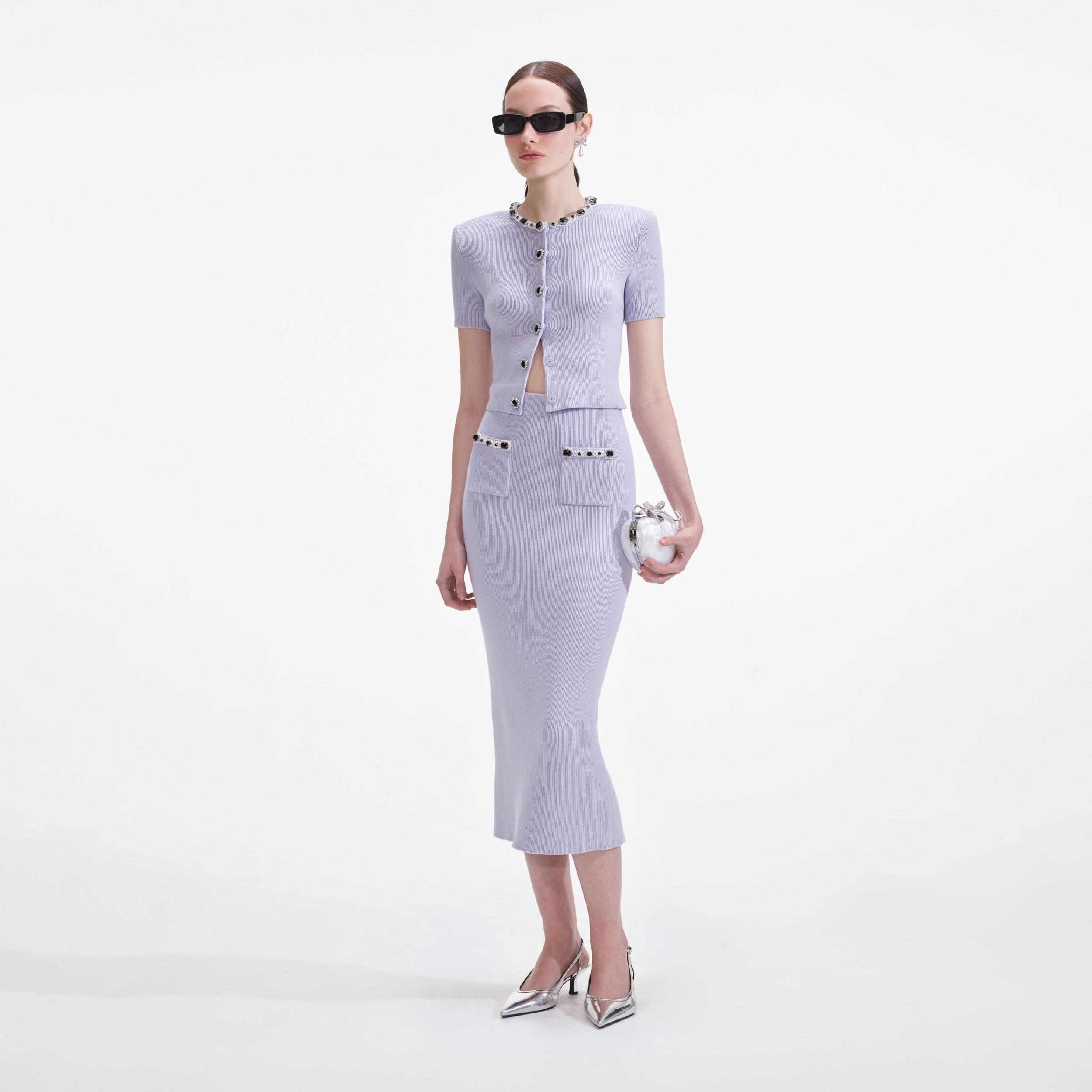 Lilac Embellished Knit Top Product Image