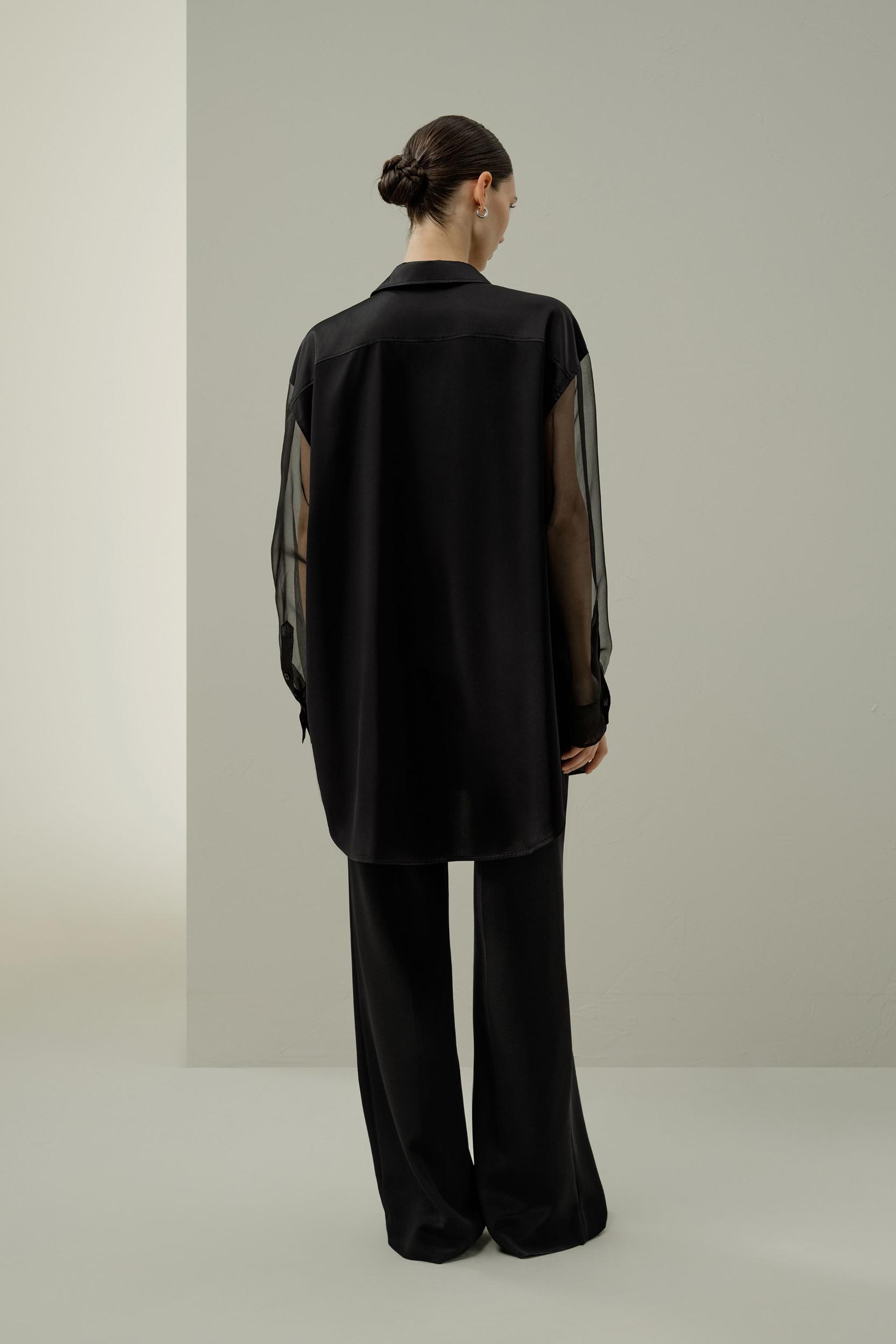 Silk Blouse with Organza Sleeves Product Image