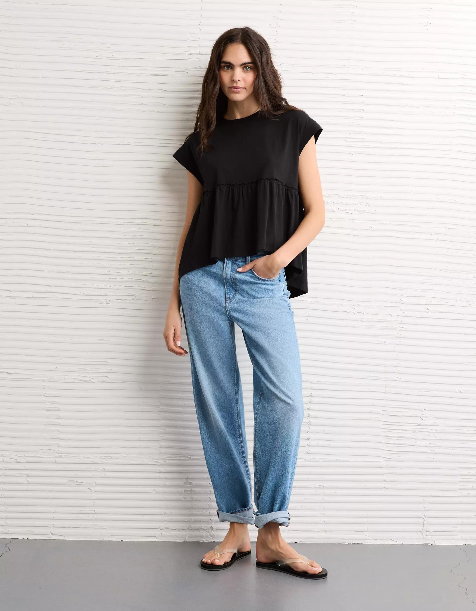 AE Sunchaser Knit Tie Back Babydoll T-Shirt Product Image