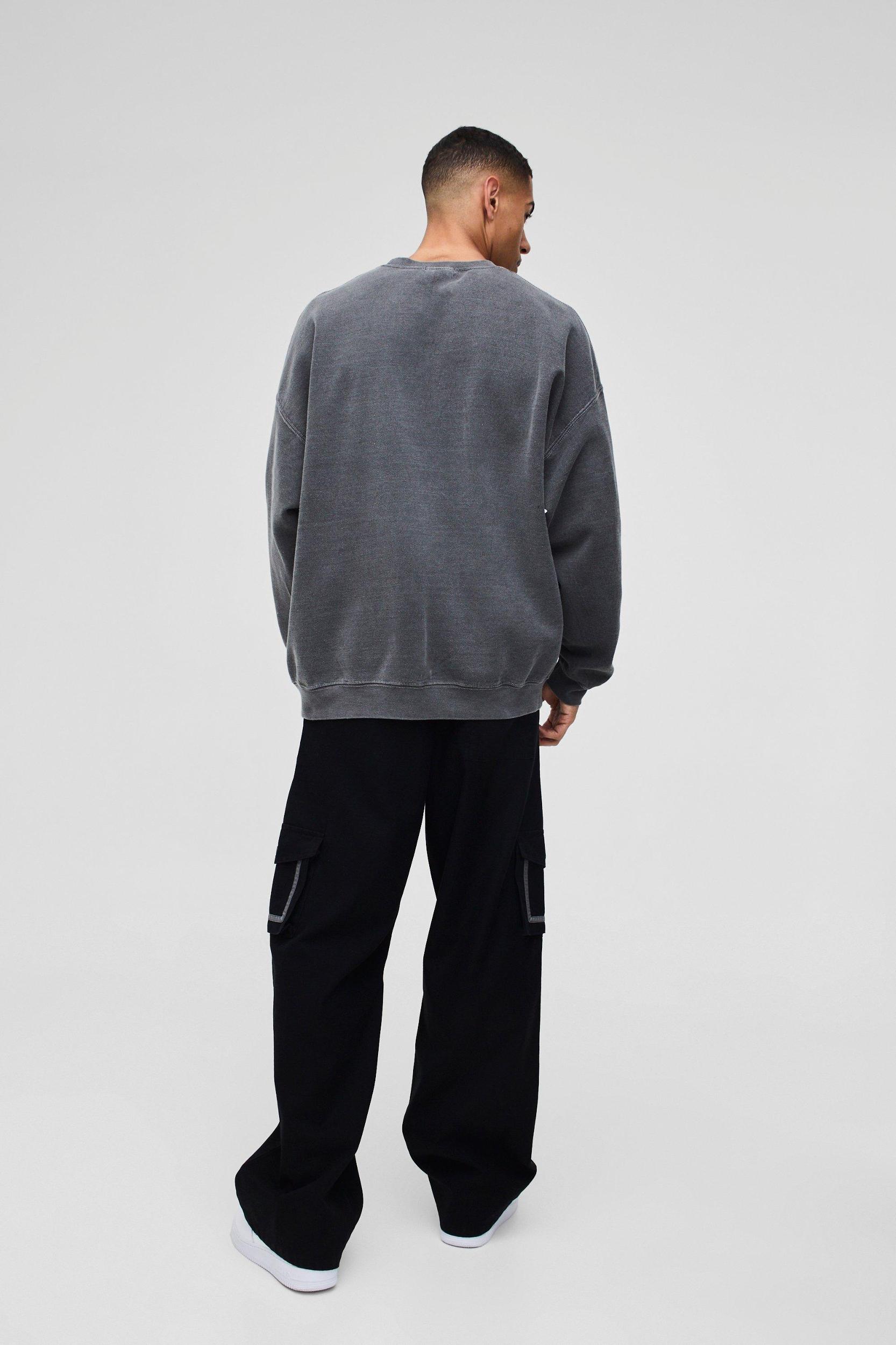 Oversized Sky Box Graphic Washed Sweatshirt | boohooMAN USA Product Image