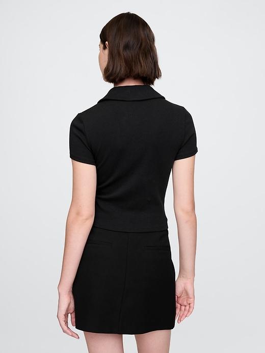 Modern Rib Cropped Polo Shirt Product Image