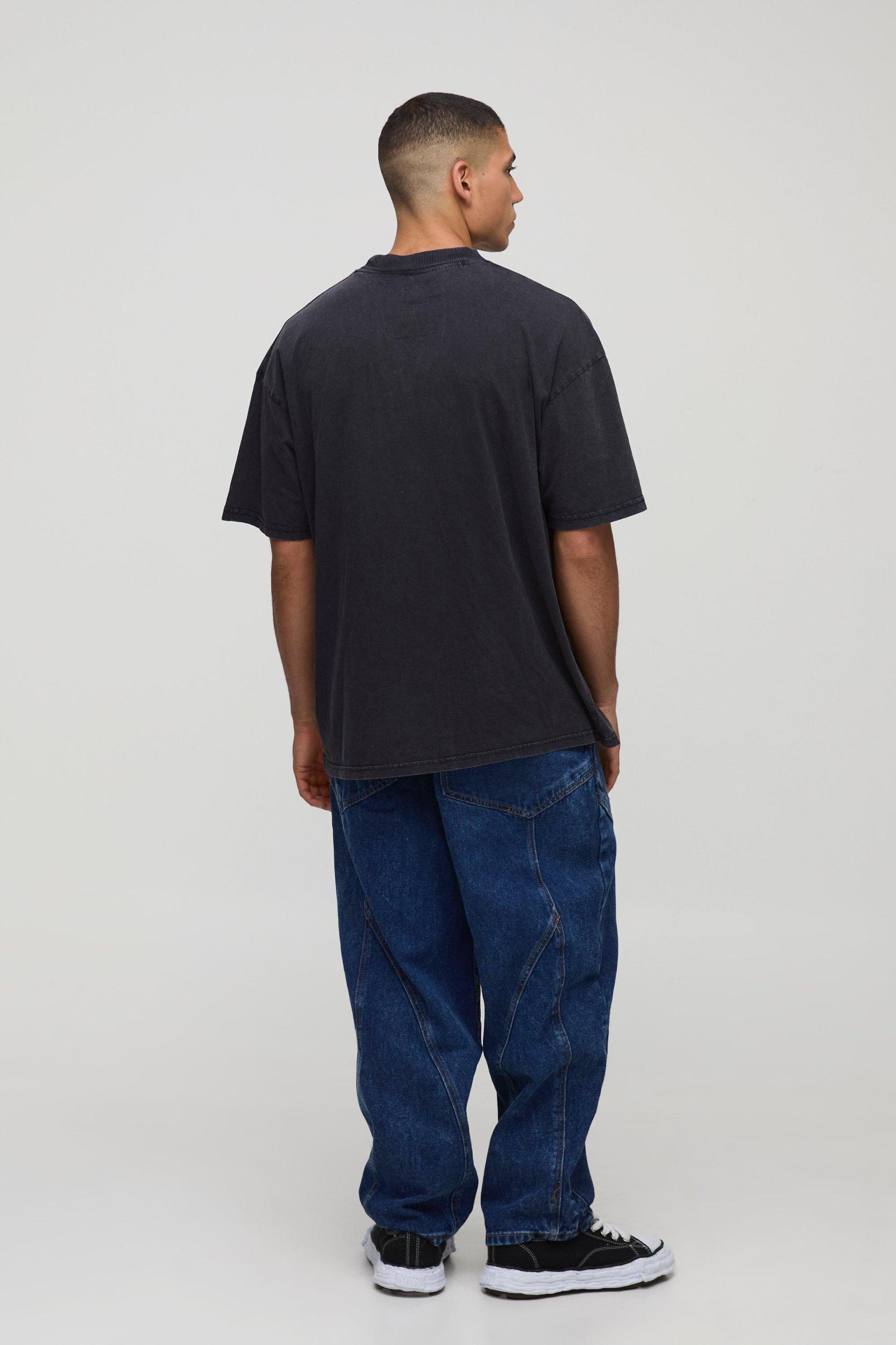 Black Oversized Twenty One Pilots Acid Wash License T-Shirt | boohooMAN USA Product Image