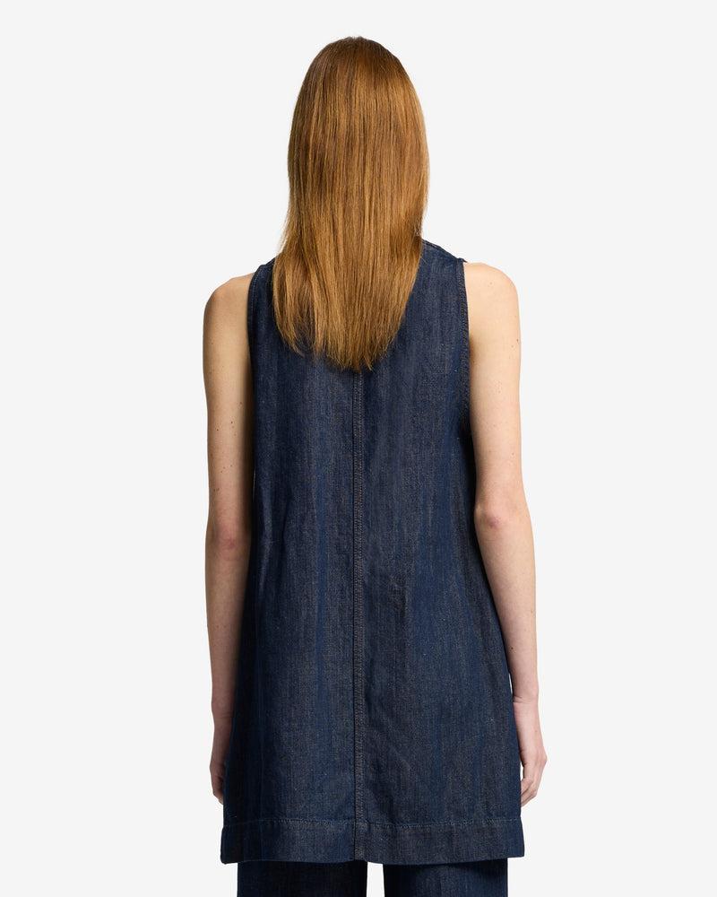Indigo Linen V-Neck Dress Product Image