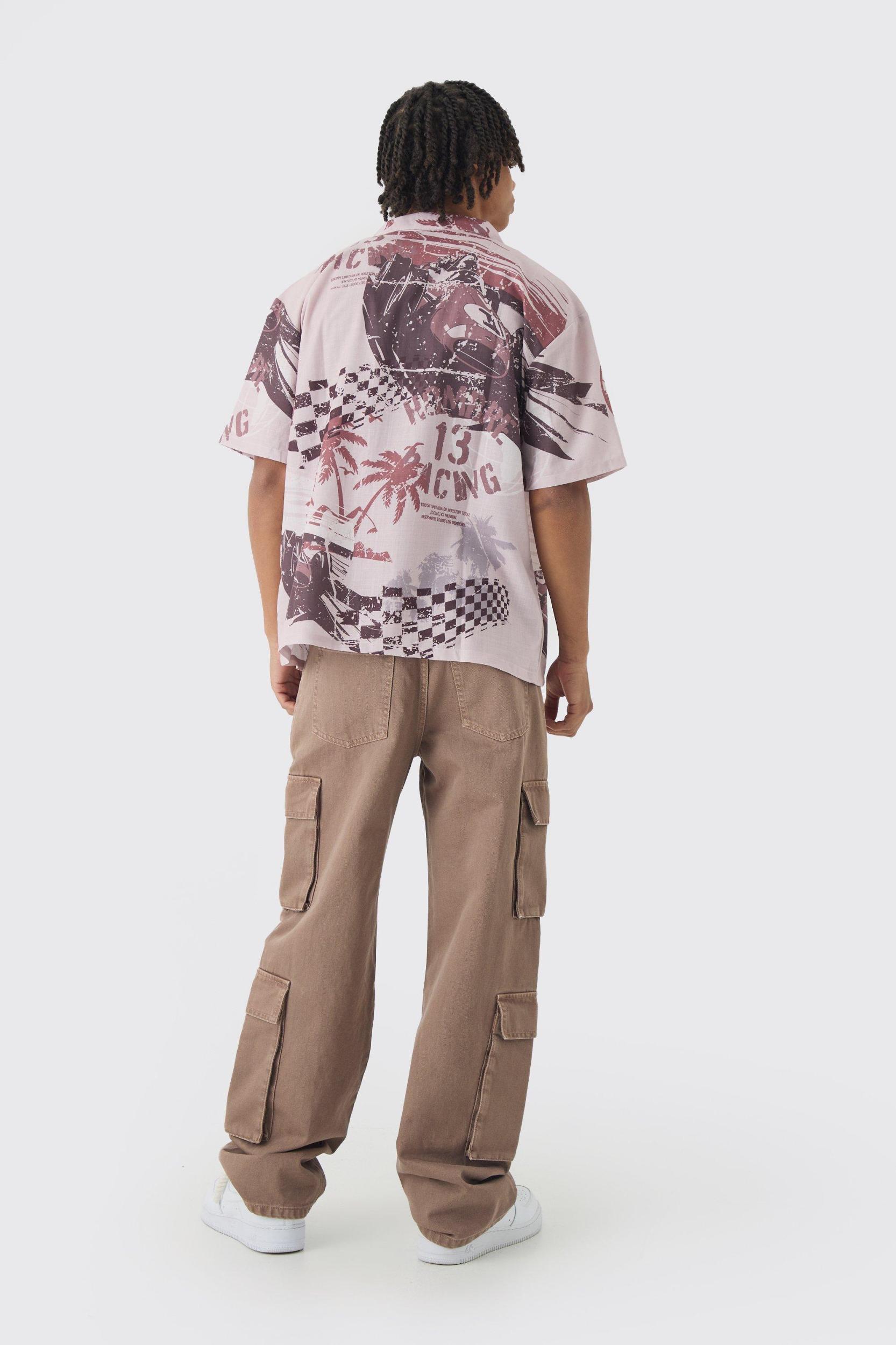 Oversized Slub Moto Shirt | boohooMAN USA Product Image
