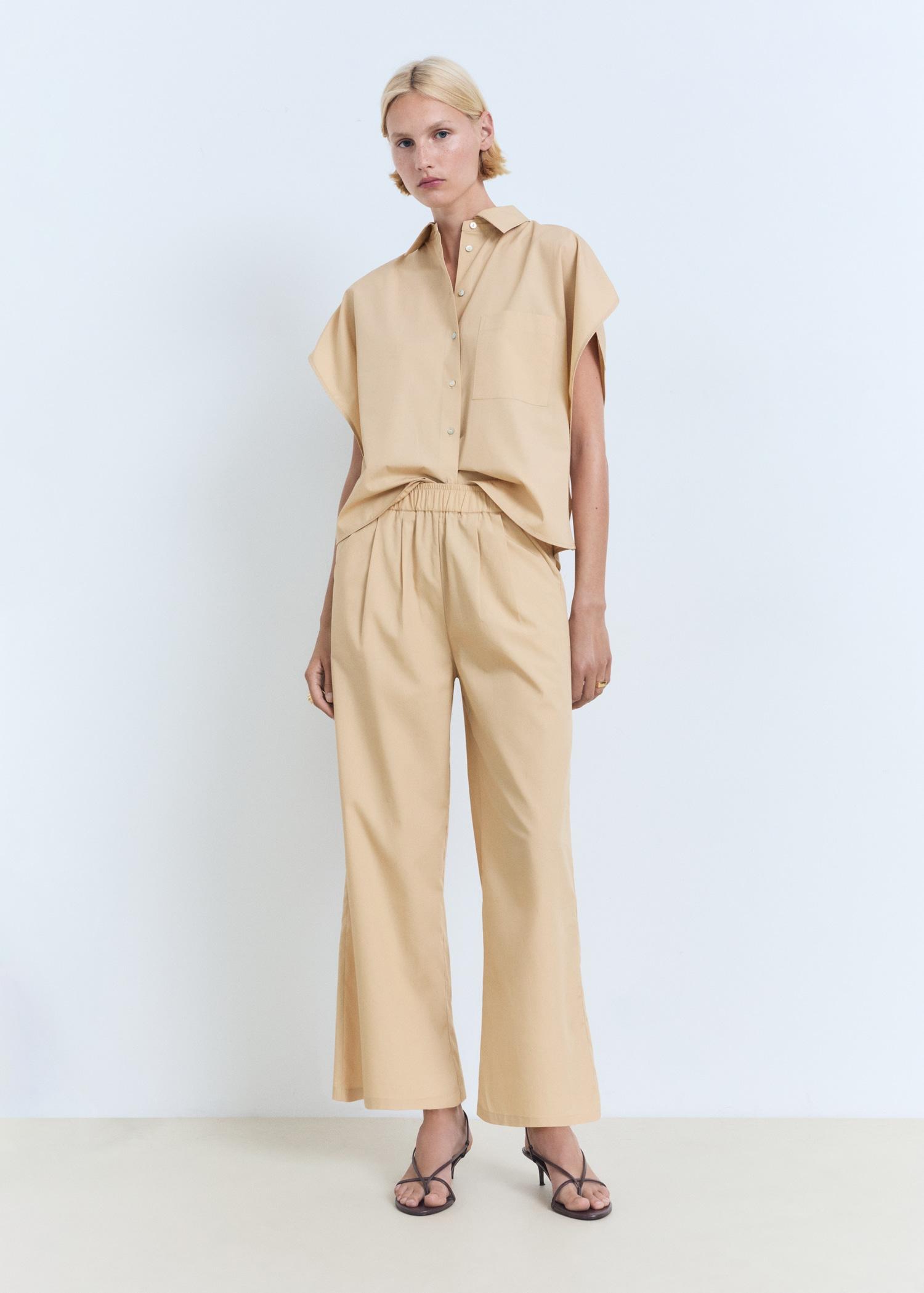 Straight-cut crop pants - Women | MANGO USA Product Image