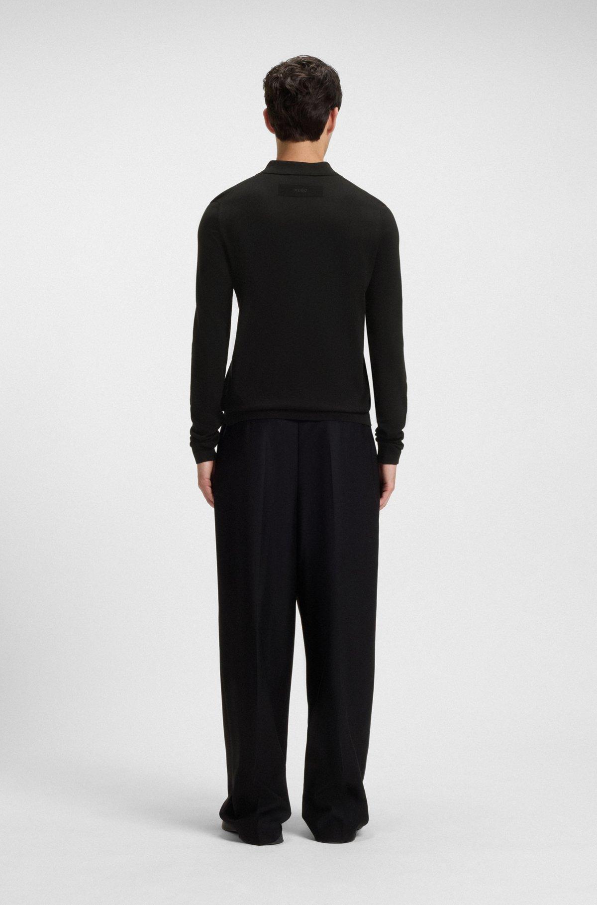 Slim-fit knit polo with rear logo Product Image