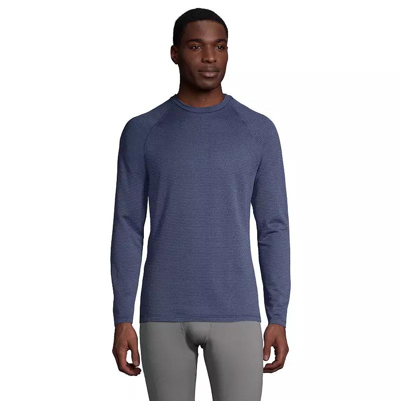 Mens Lands End Stretch Thermaskin Long Underwear Crewneck Base Layer Top Light Blue Product Image