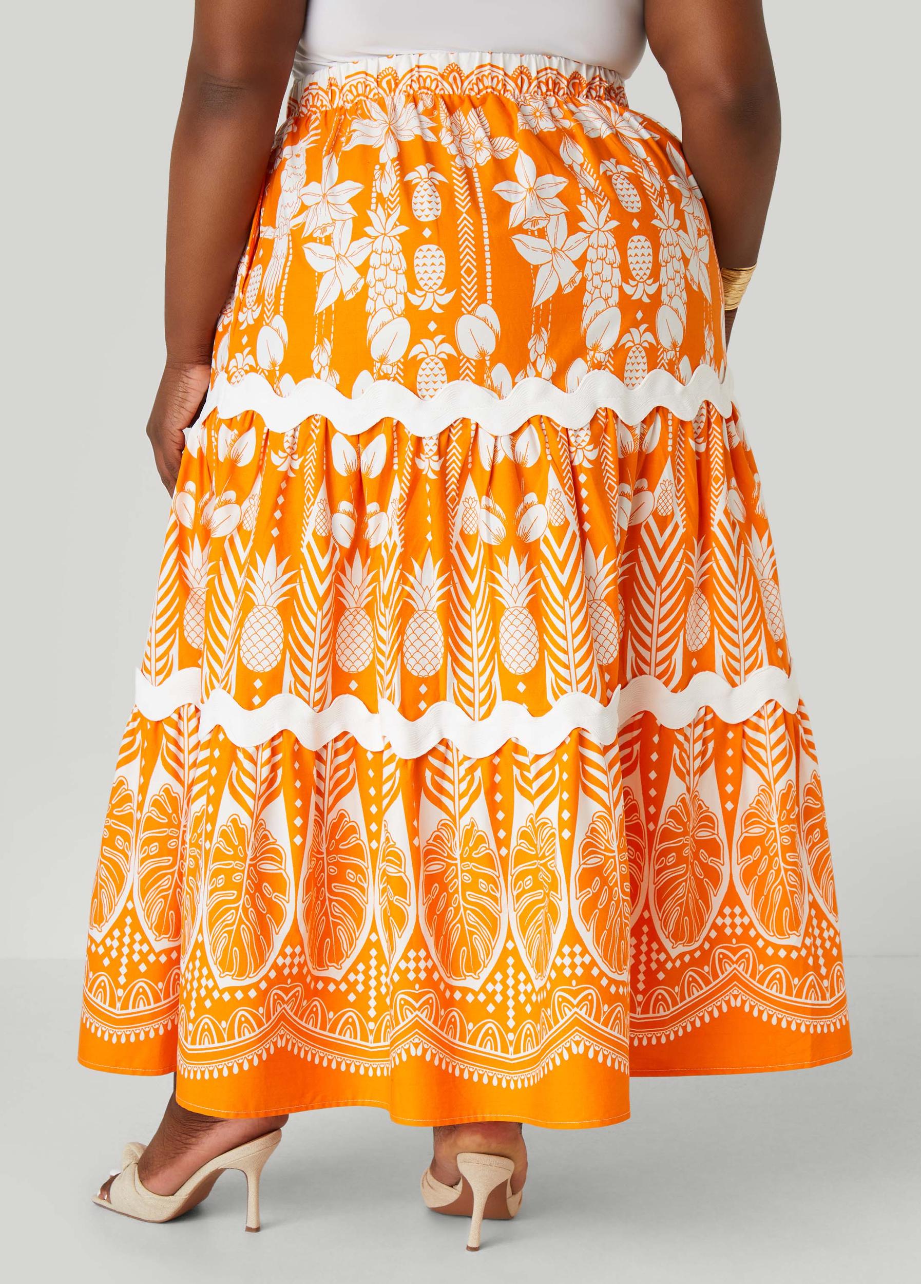 Ricrac Trimmed Floral Maxi Skirt Product Image