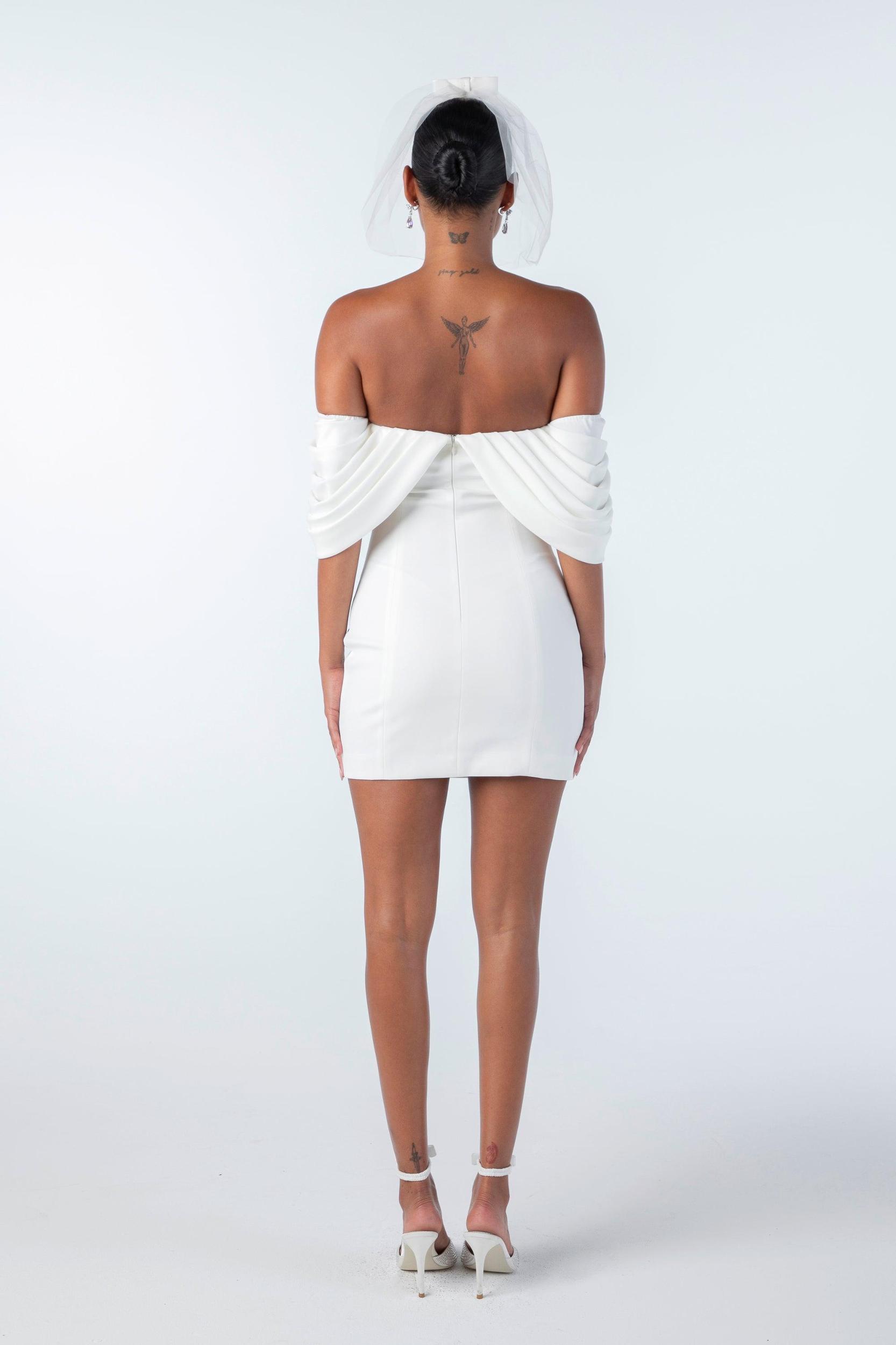 Kate Bow Dress (White) Product Image
