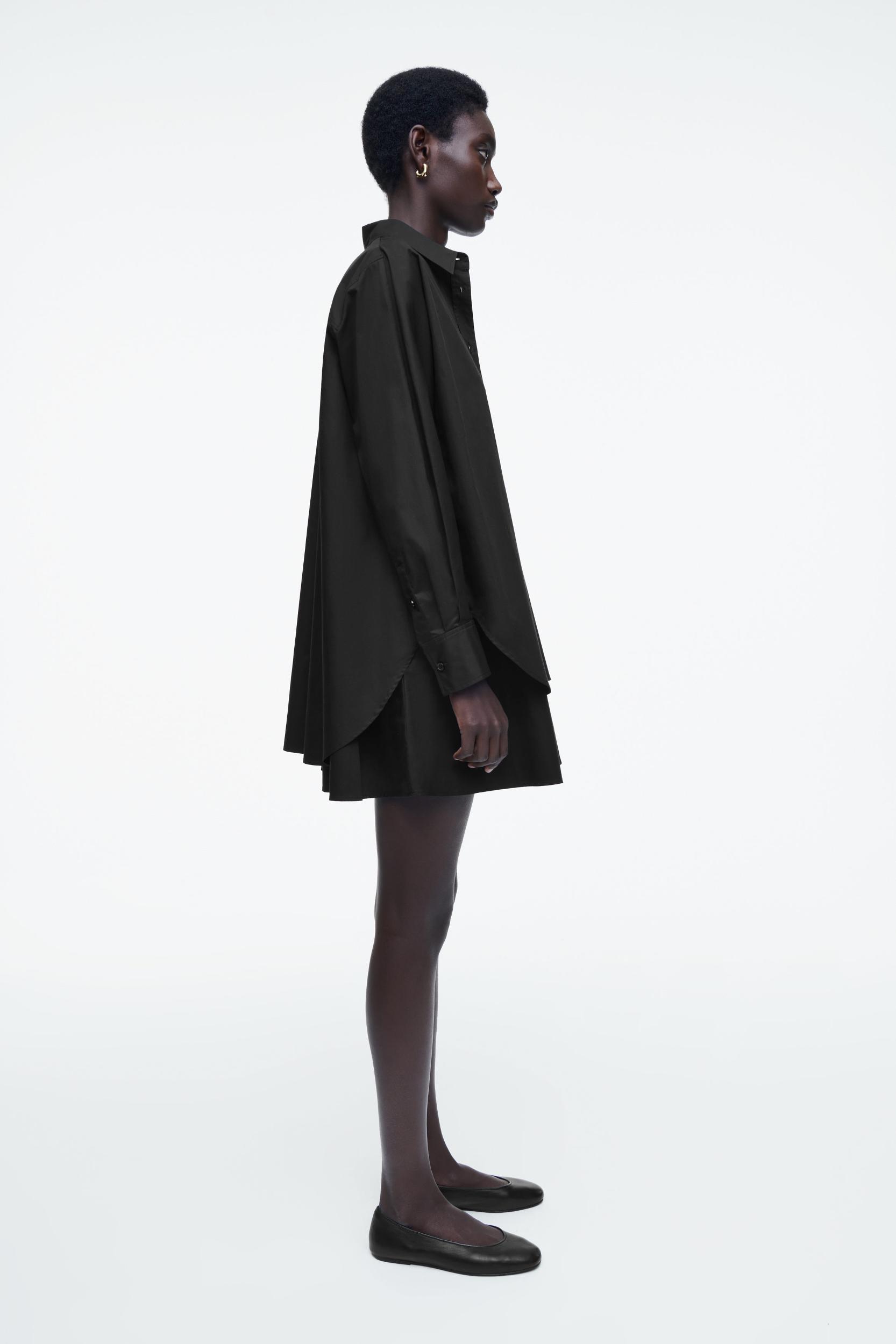 LAYERED TRAPEZE SHIRT DRESS Product Image