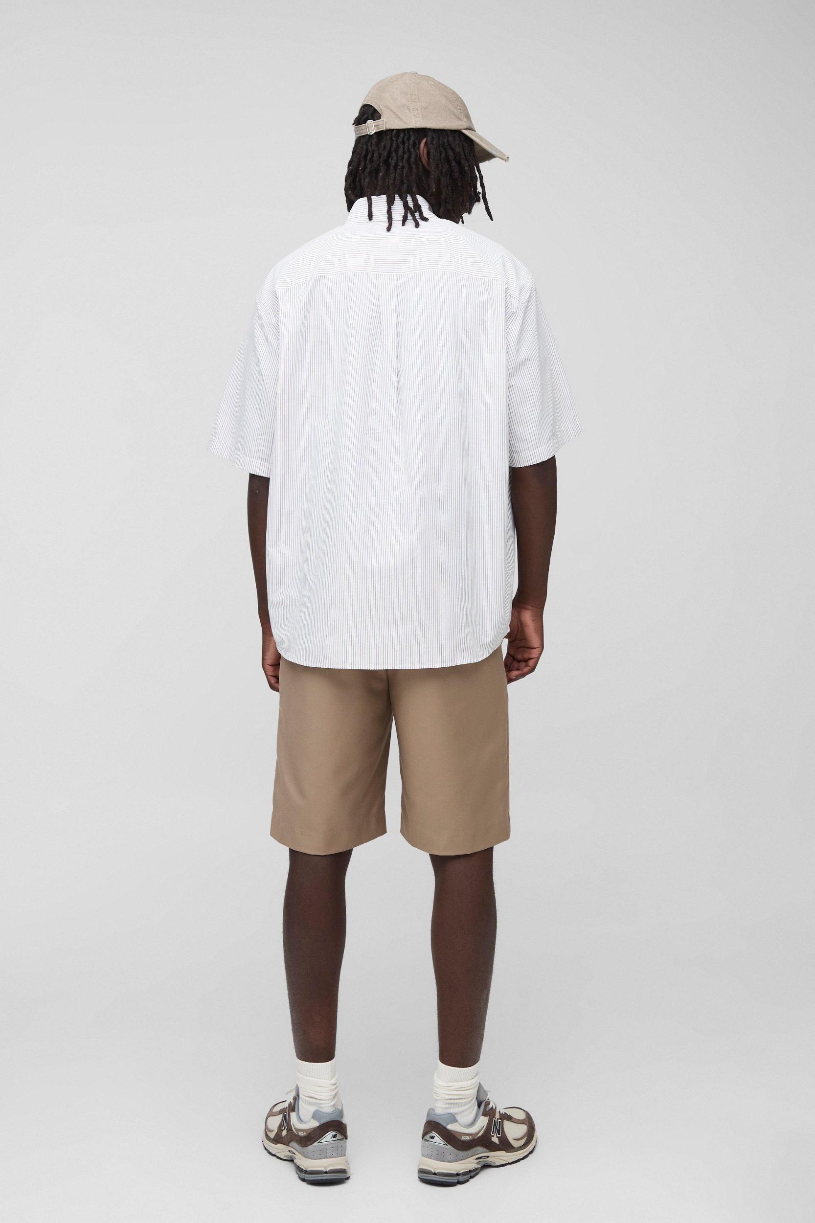 Super Oversized Stripe Short Sleeve Shirt | boohooMAN USA Product Image