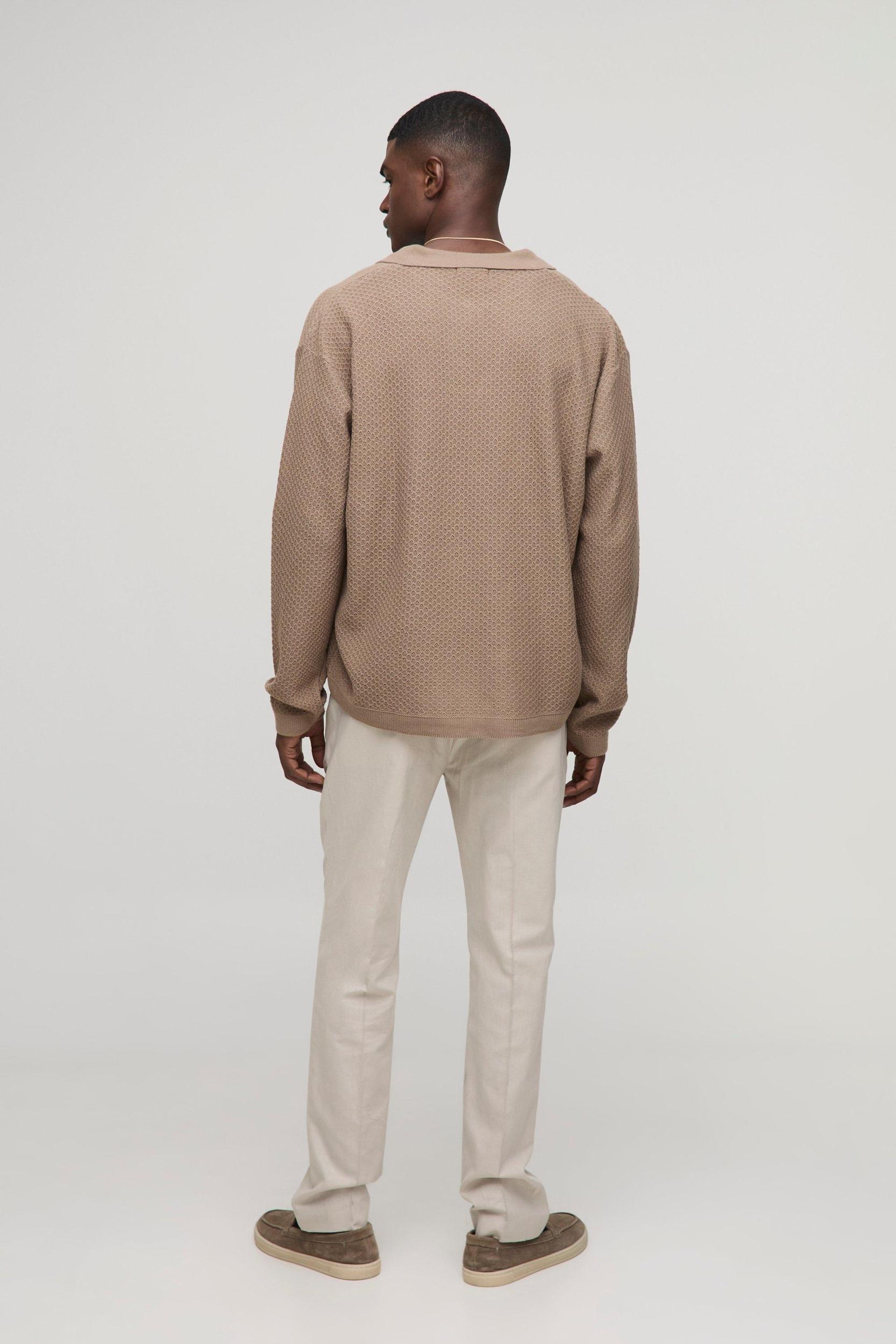 Slim Fit Linen Blend Crease Front Trouser | boohooMAN USA Product Image