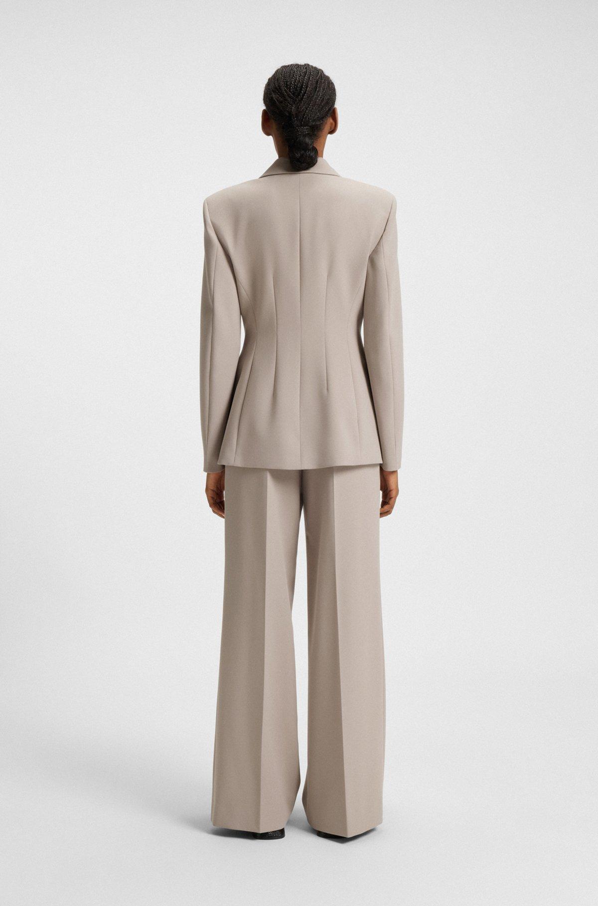 HUGO - Regular-fit blazer in pinstripe stretch fabric - Light Beige Product Image