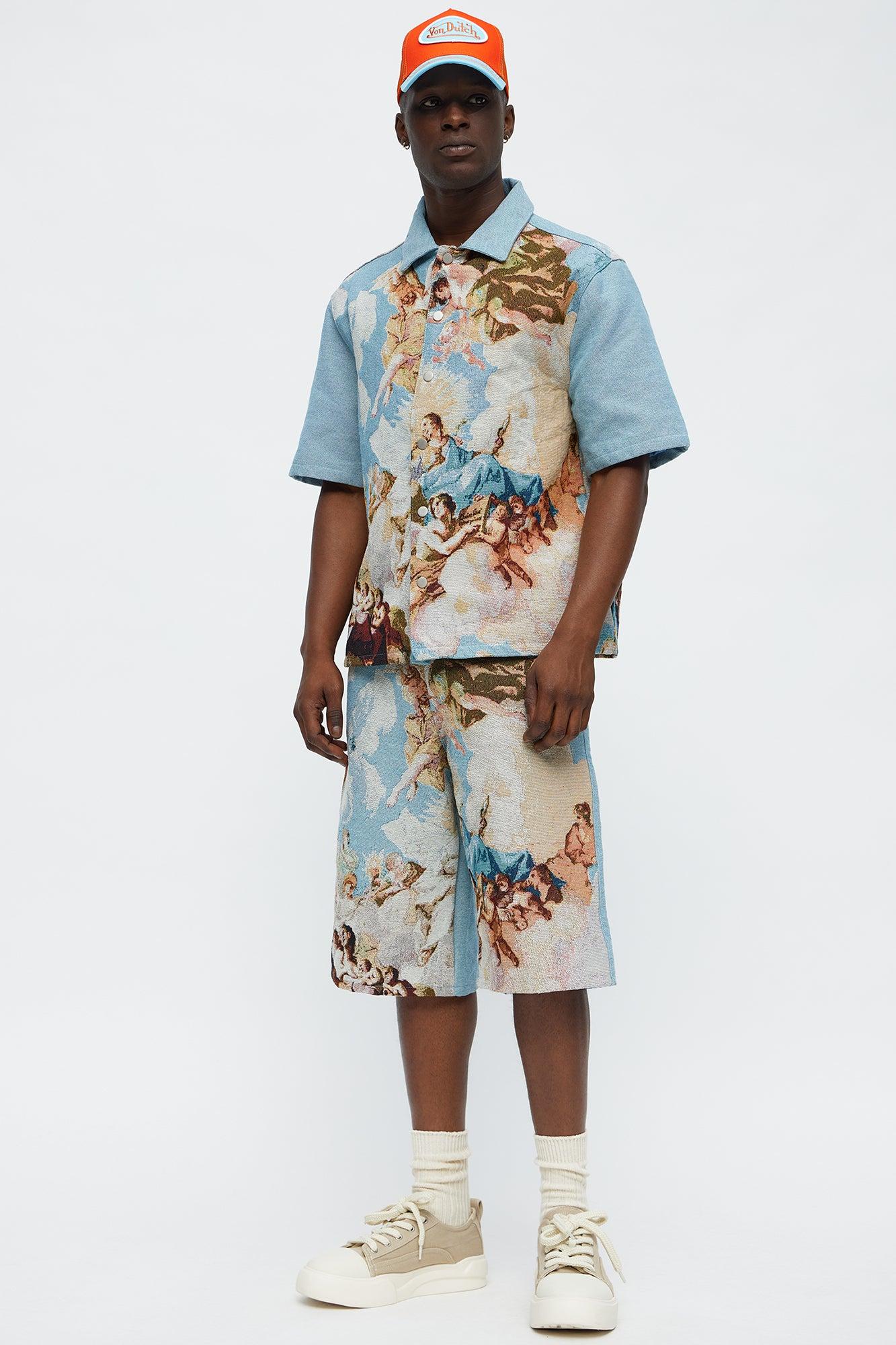 Baggy Angels Tapestry Short - Blue/combo Male Product Image