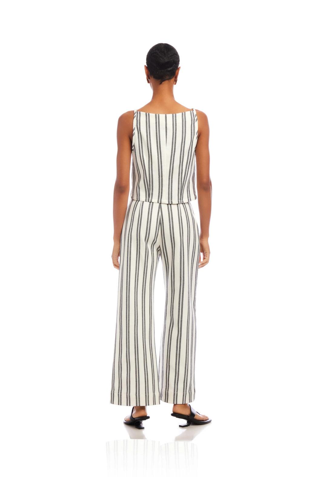 Elis Sleeveless Button-Up Top - Black Stripe Product Image