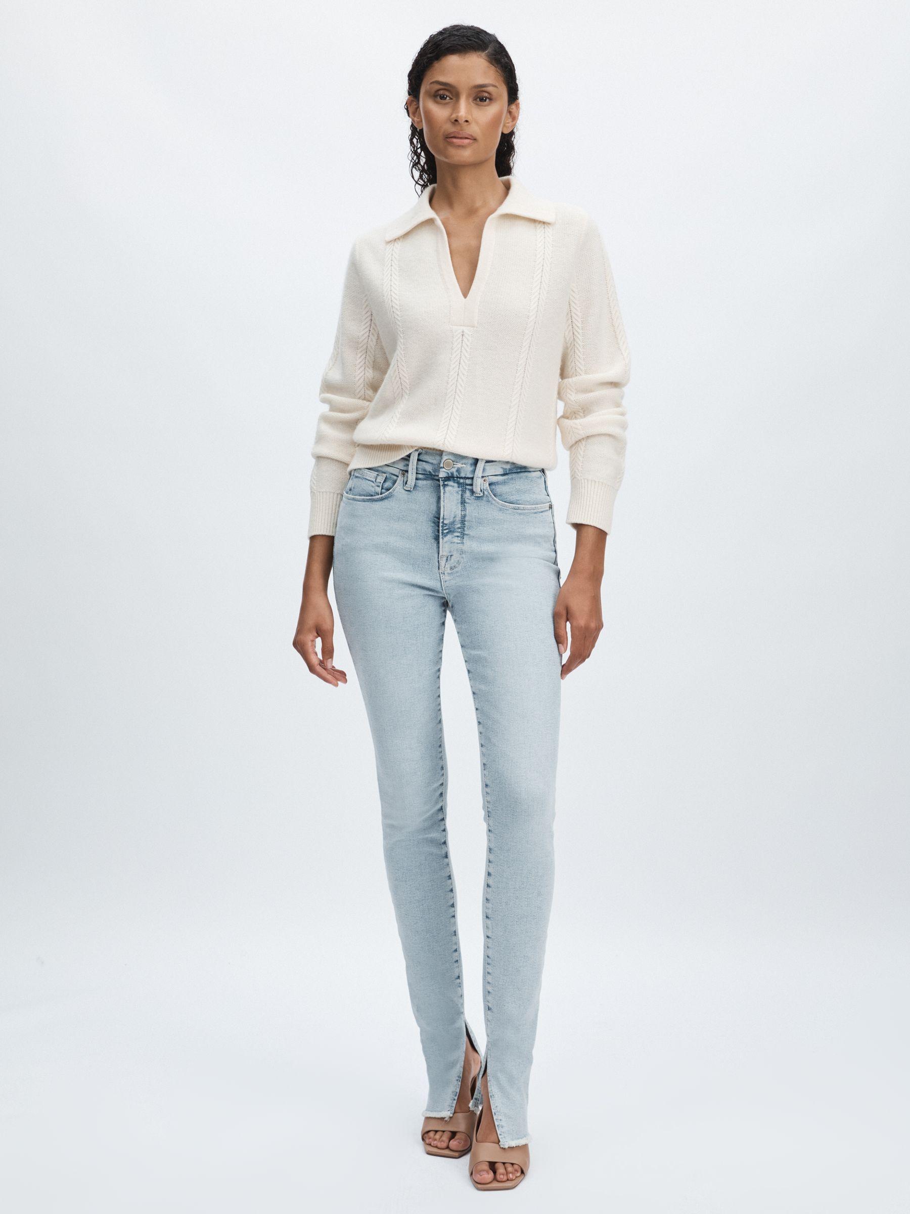 Good American Split-Hem Skinny Jeans in Light Blue Product Image