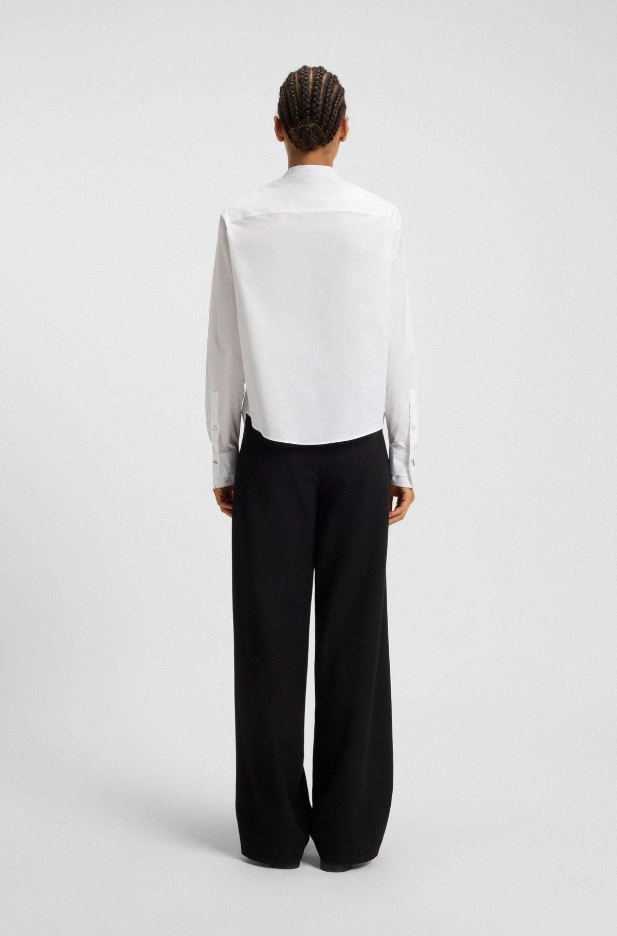 BOSS - Regular-fit blouse in cotton poplin with concealed placket - White Product Image