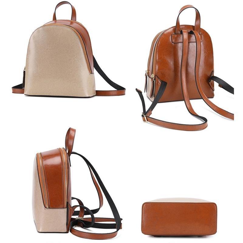 TAMIA Cowhide Leather Backpack ~ Black Product Image