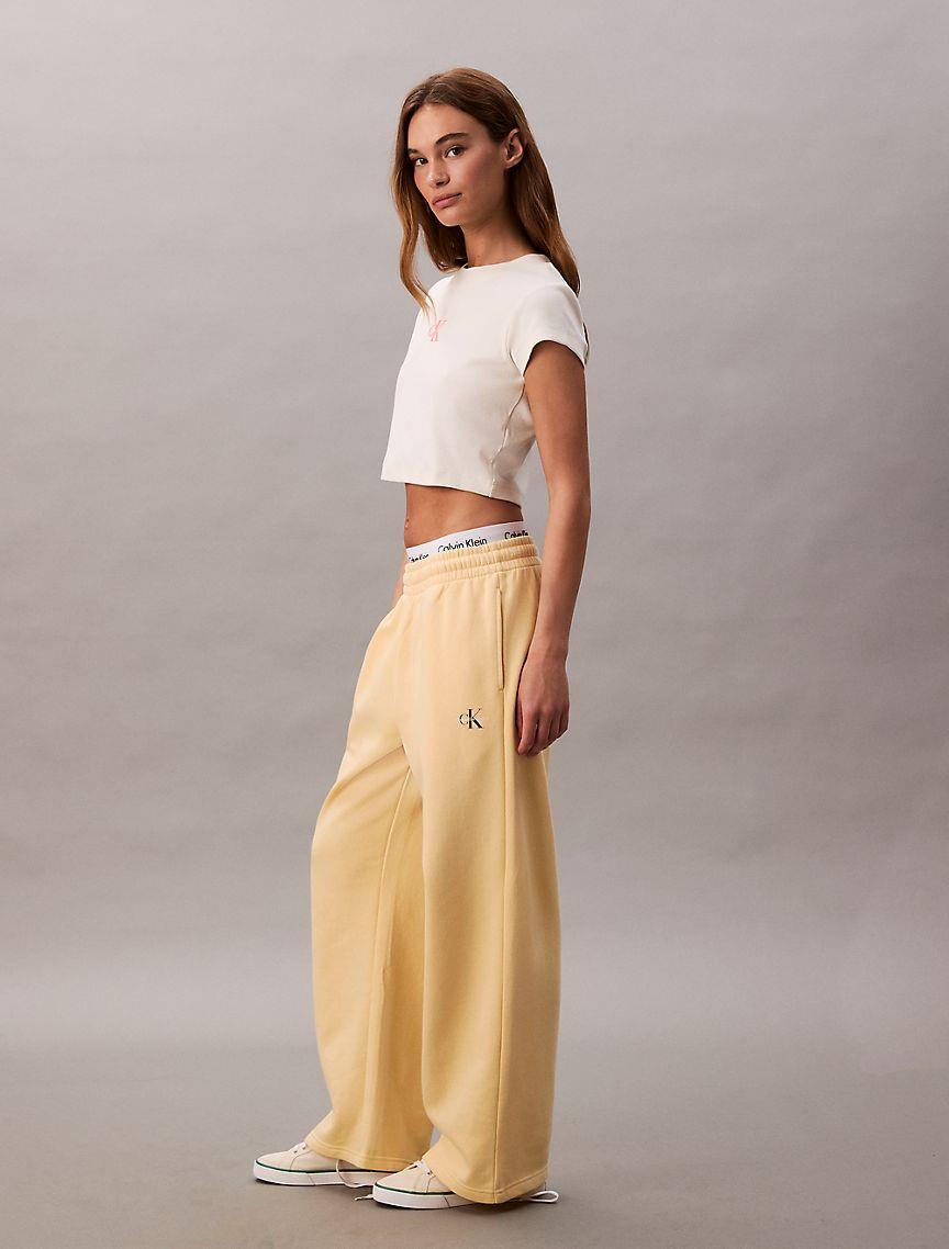 Monogram Logo Fleece Wide Leg Sweatpants Product Image