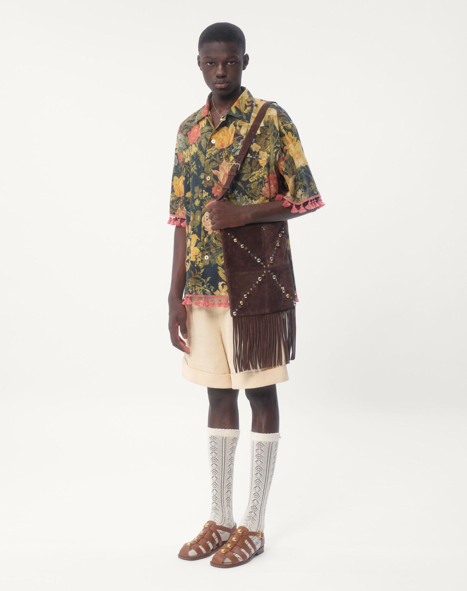 Linen Bowling Shirt With Apres L'Hiver Print Product Image