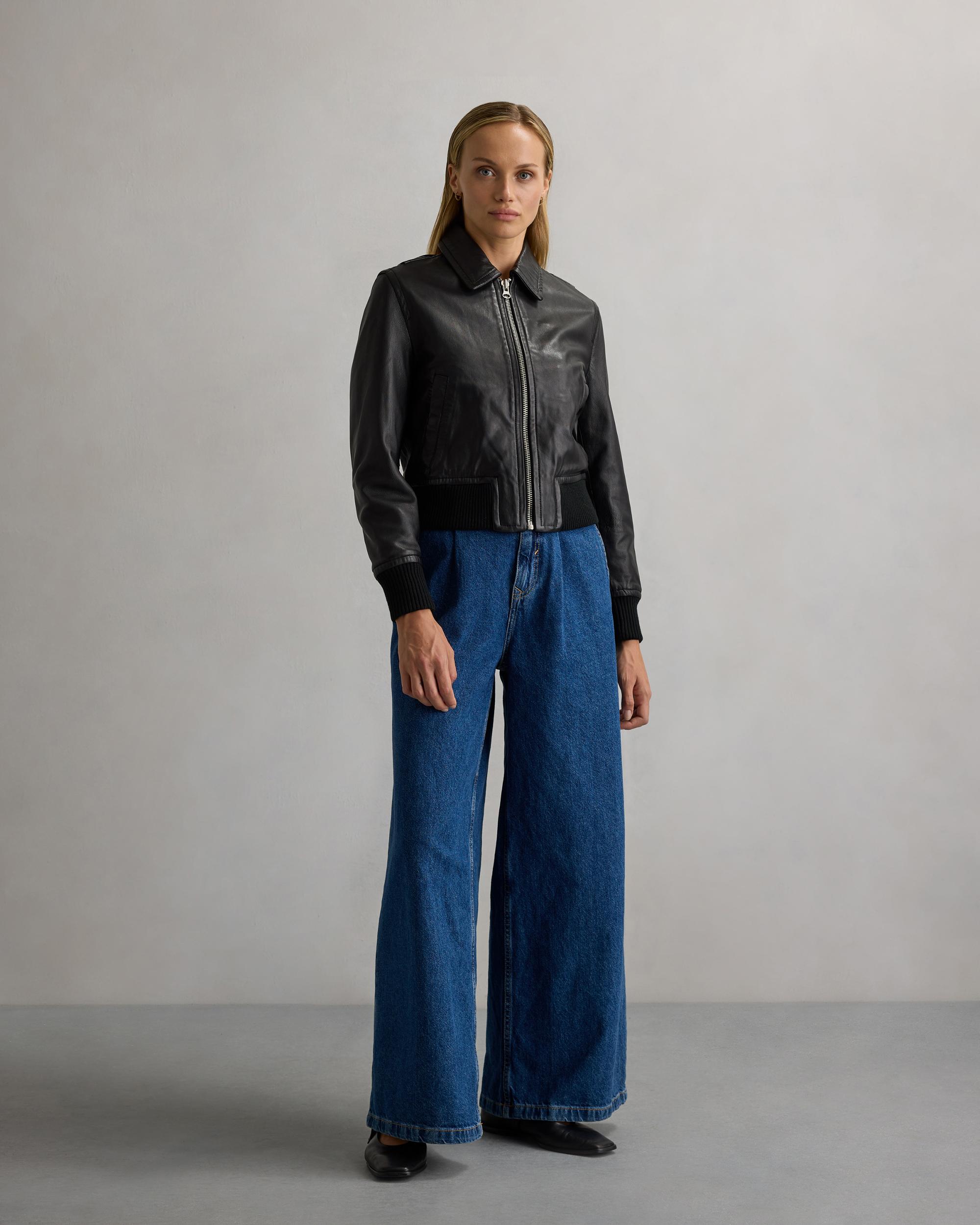 Quince | Women's 100% Washed Leather Bomber Jacket Product Image